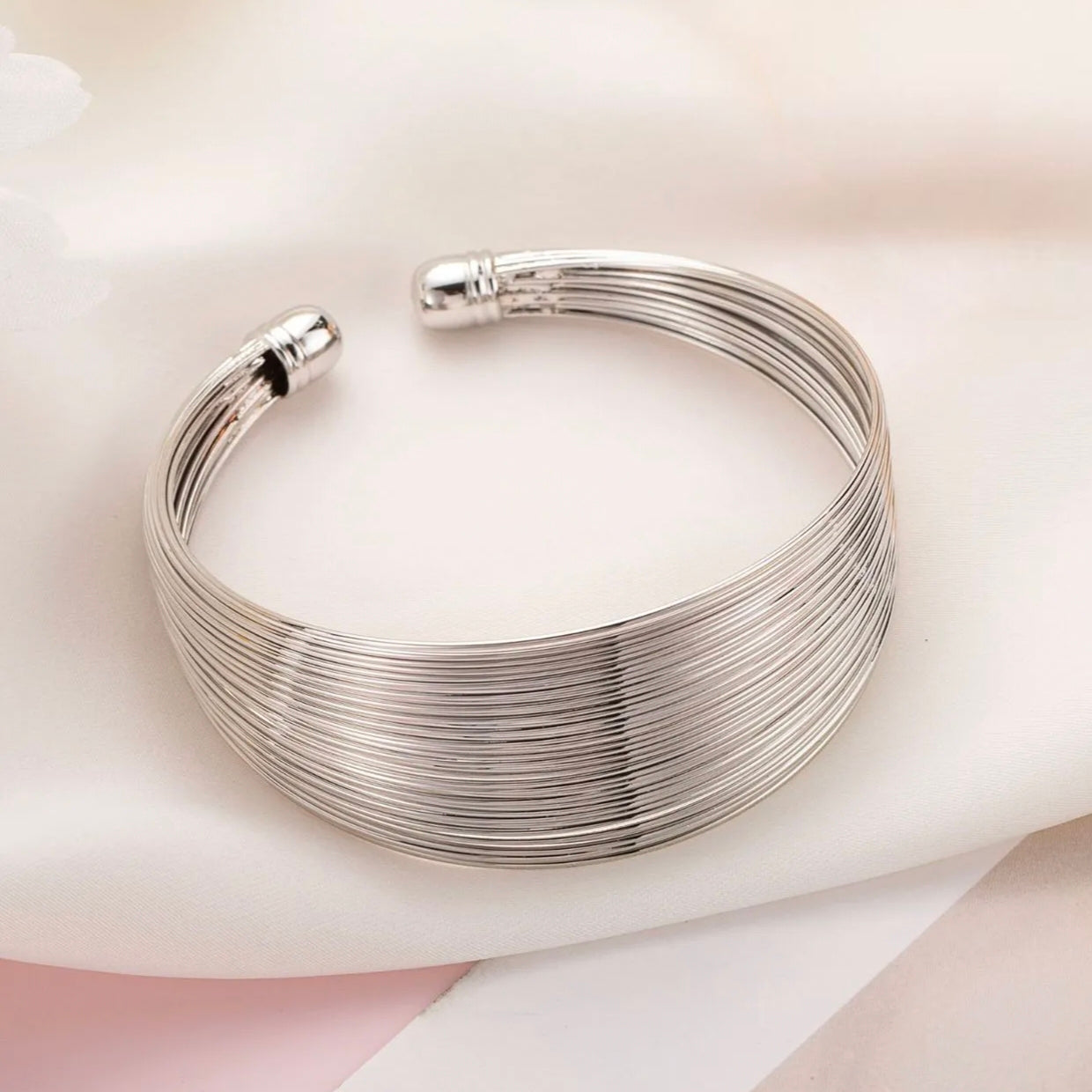 TFC Multi Wires Silver Plated Cuff Bracelet