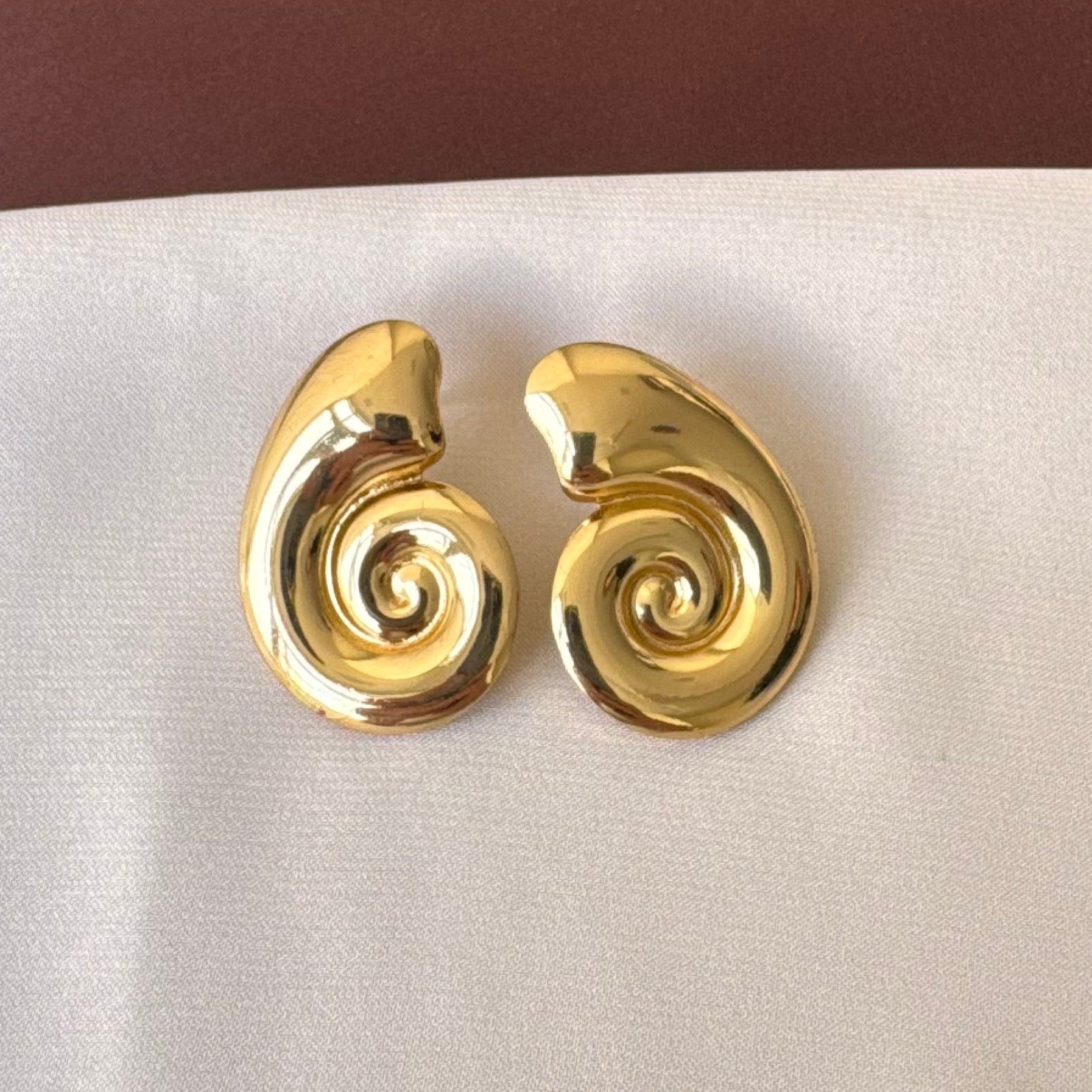 TFC Fossil Shape Gold Plated Stud Earrings