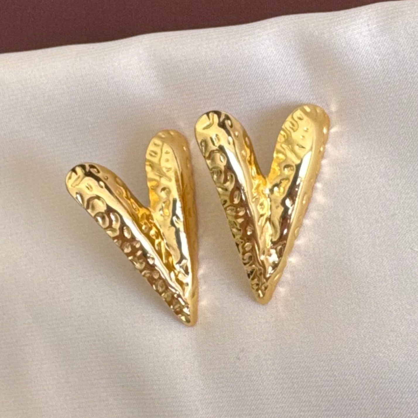 TFC Designer Heart Gold Plated Stud Earrings
