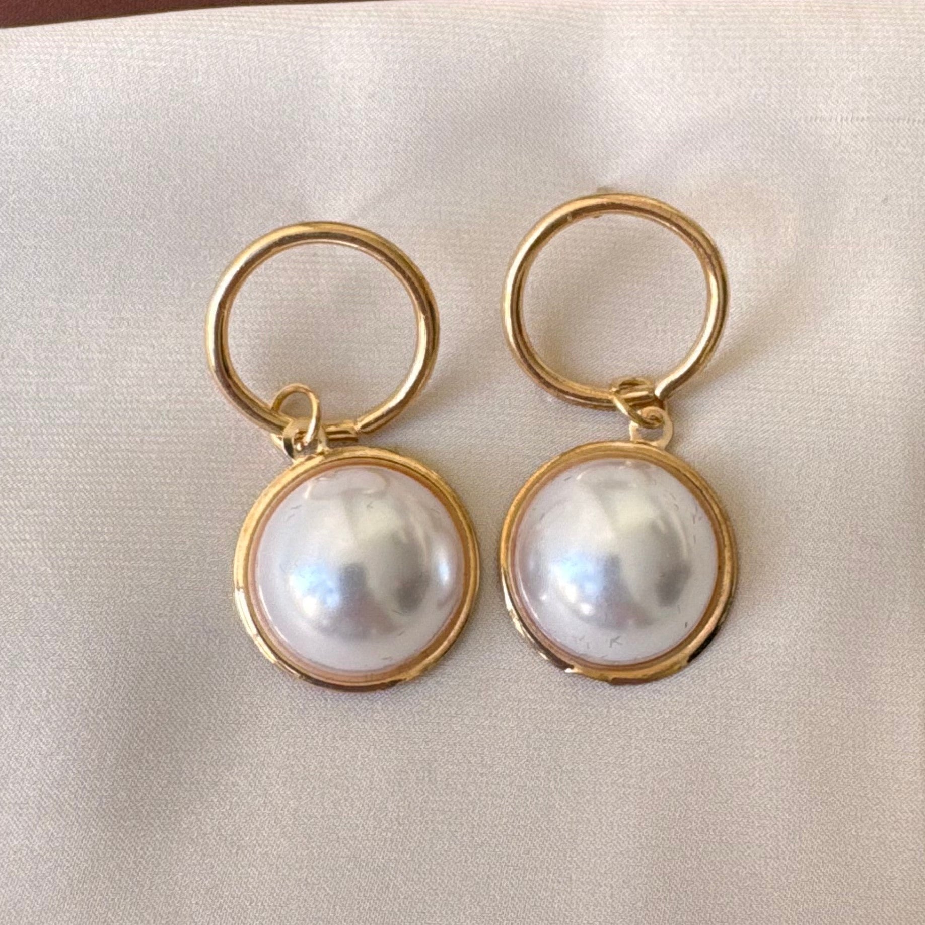 TFC Round Pearl Gold Plated Dangler Earrings