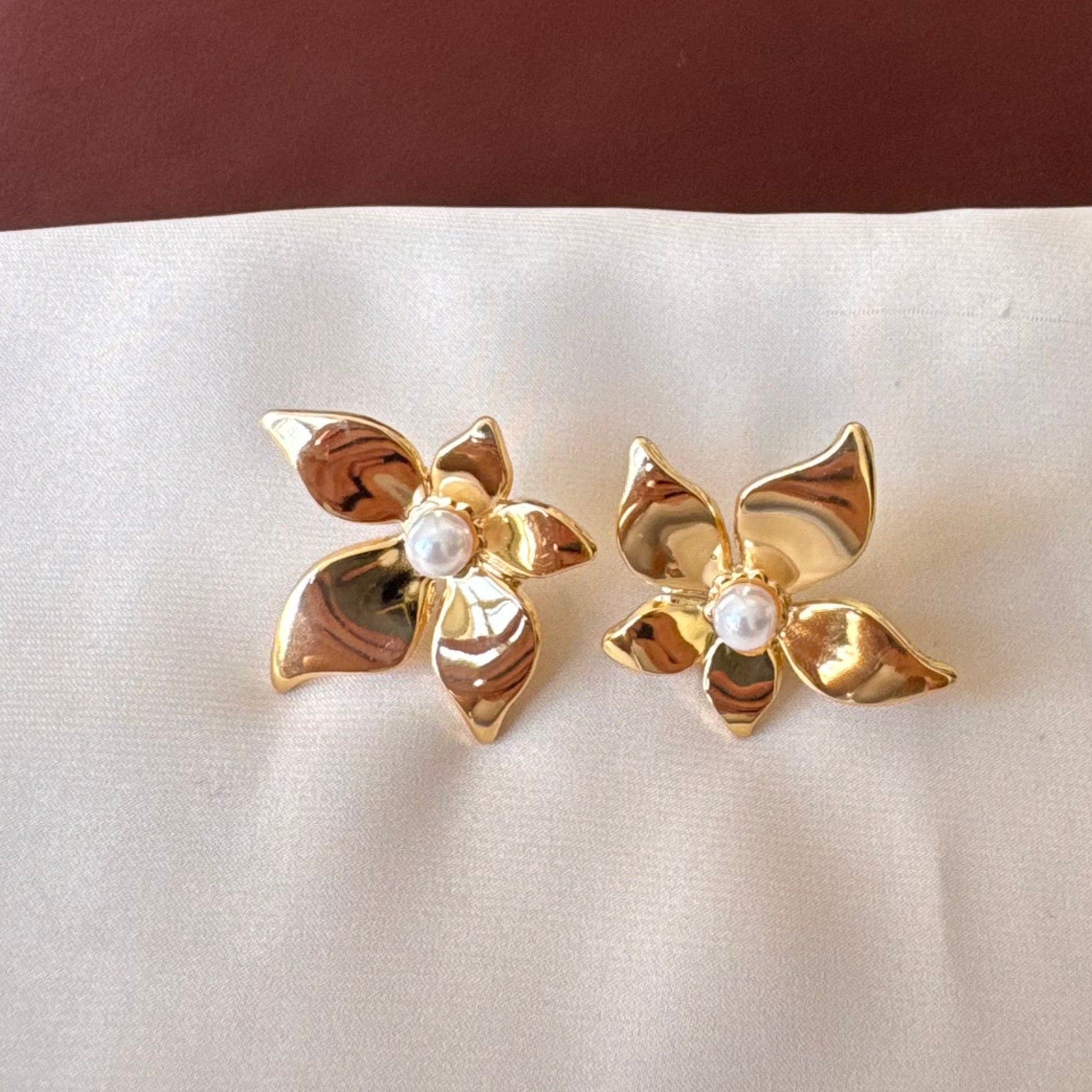 TFC Midnight Flower Gold Plated Stud Earrings