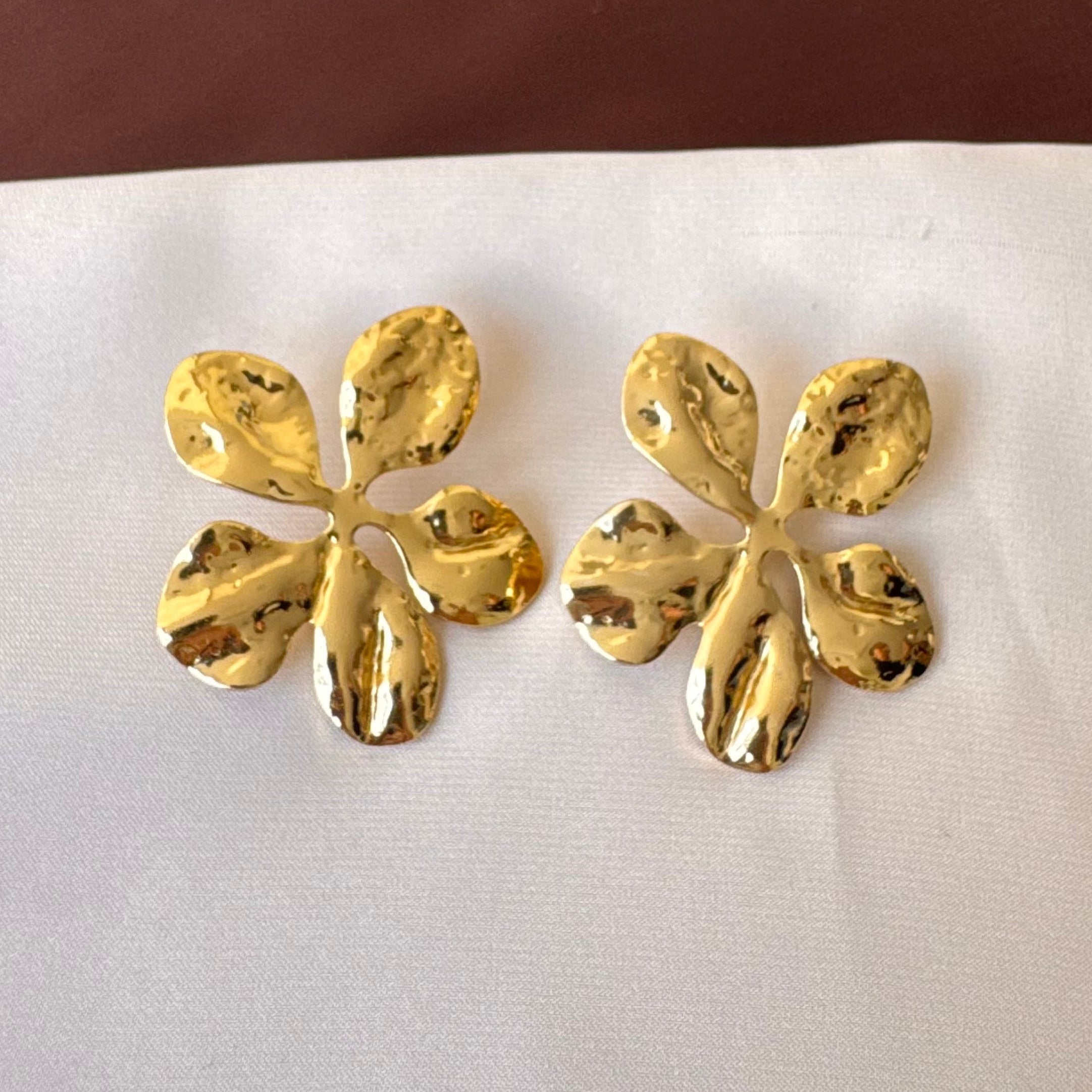 TFC Five Petal Gold Plated Stud Earrings