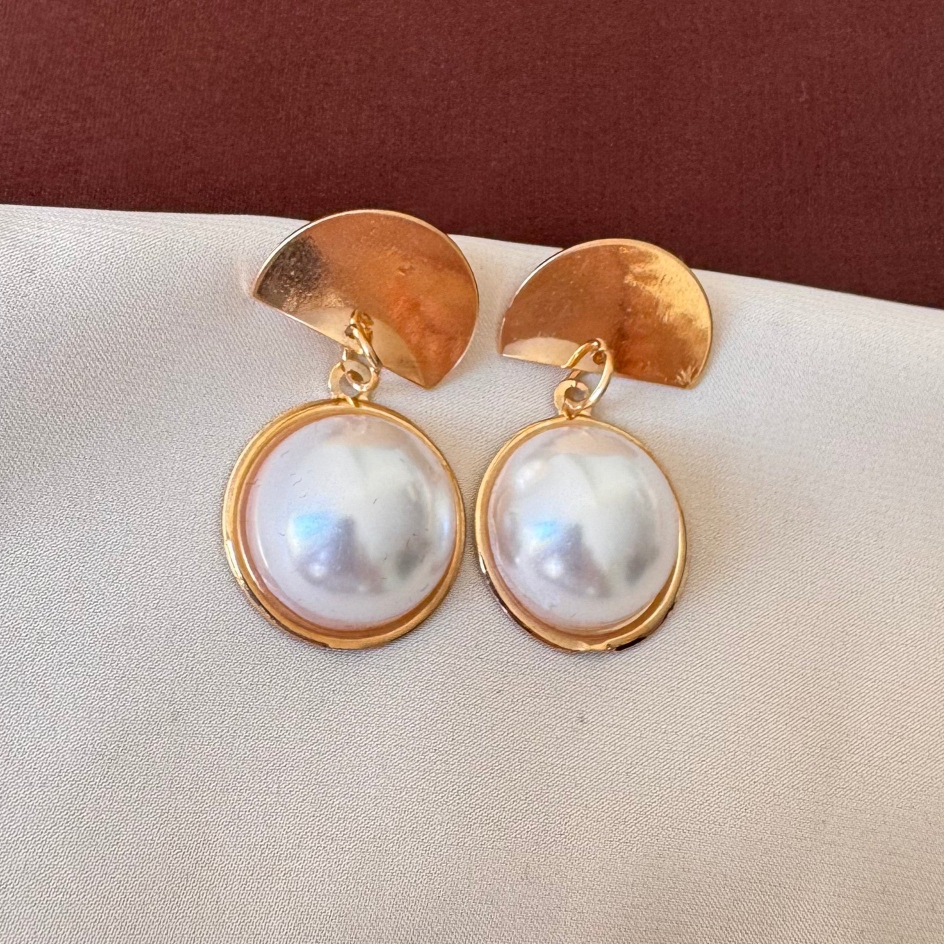 TFC Umbrella Pearl Gold Plated Dangler Earrings