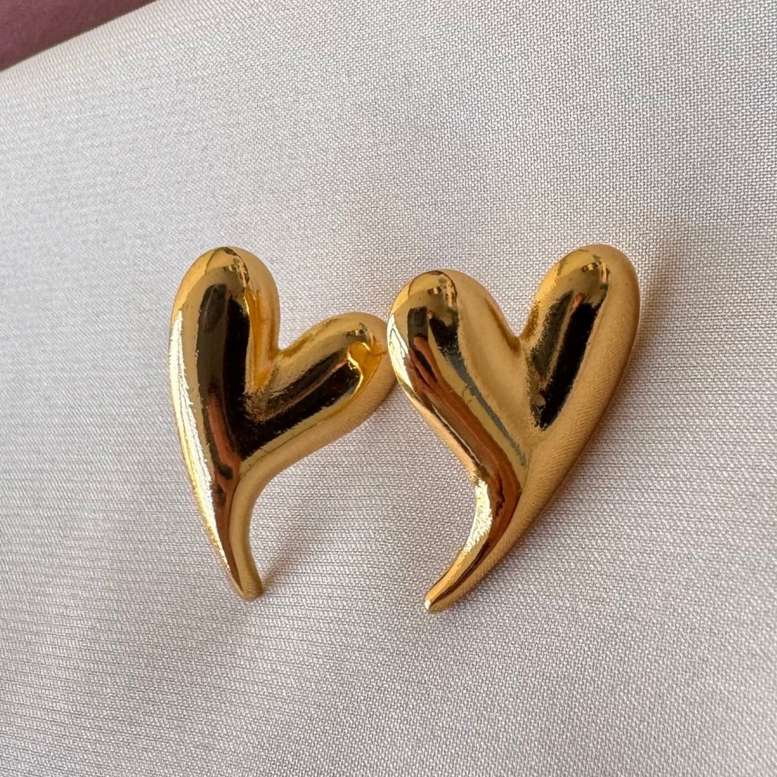 TFC Pointed Heart Gold Plated Stud Earrings