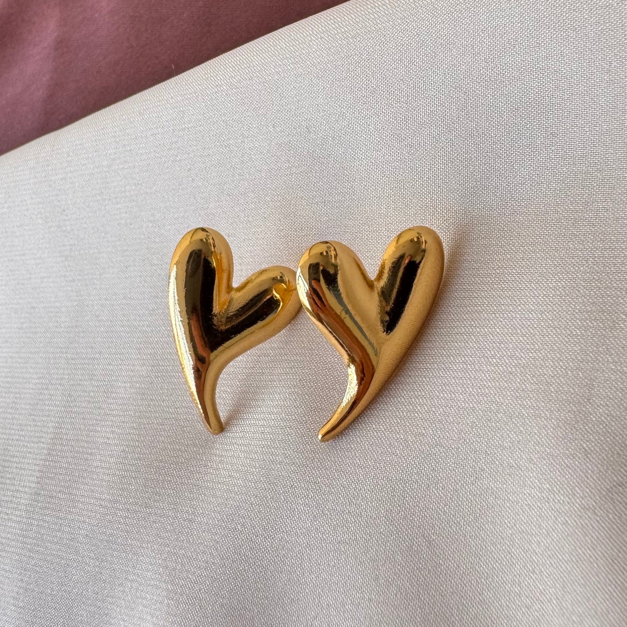 TFC Pointed Heart Gold Plated Stud Earrings