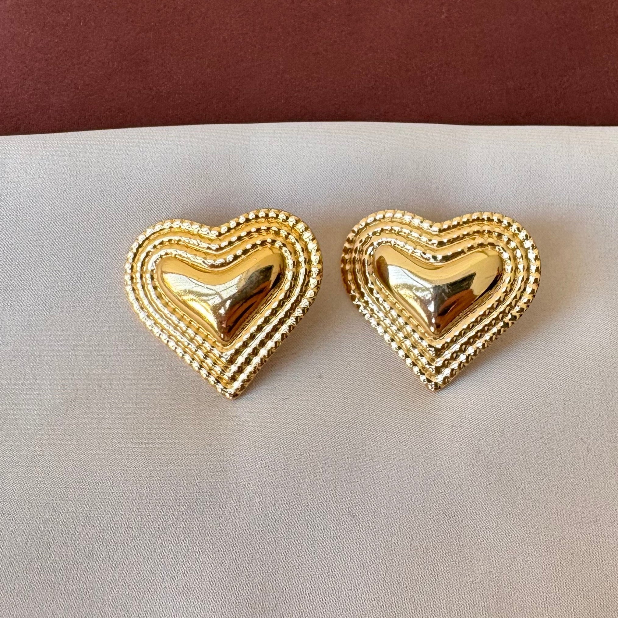 TFC Happy Heart Gold Plated Stud Earrings