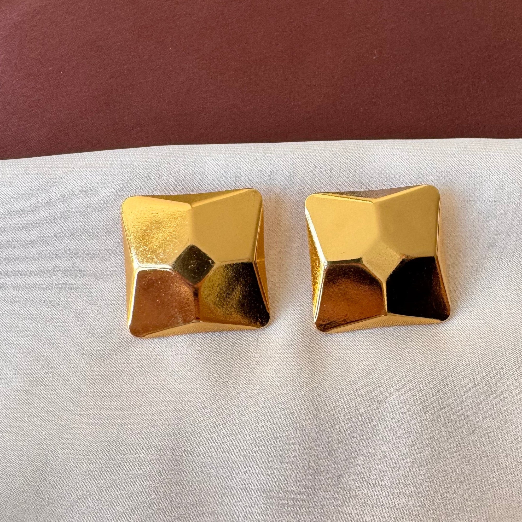 TFC Square Style Gold Plated Stud Earrings