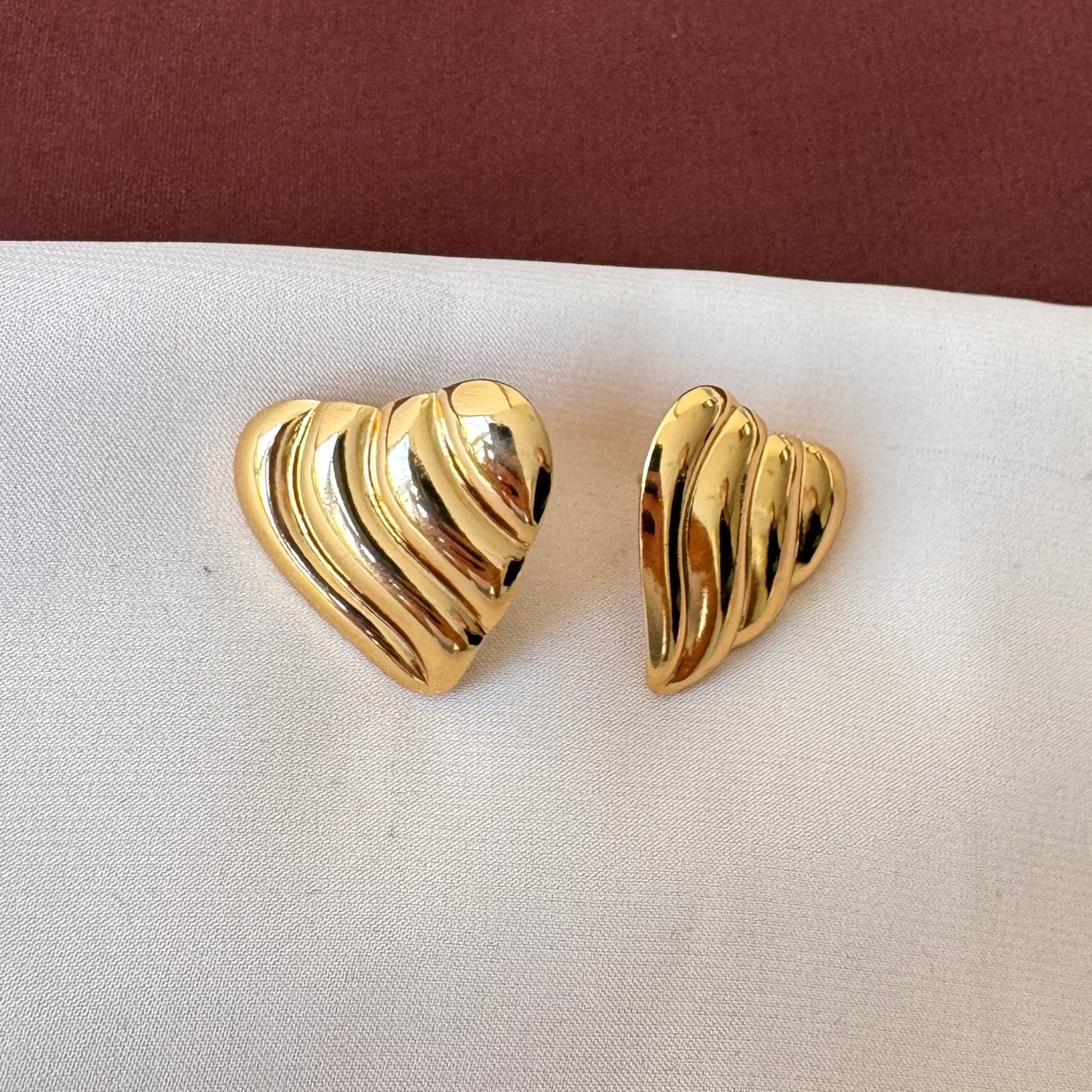TFC Swirl Heart Gold Plated Heart Earrings