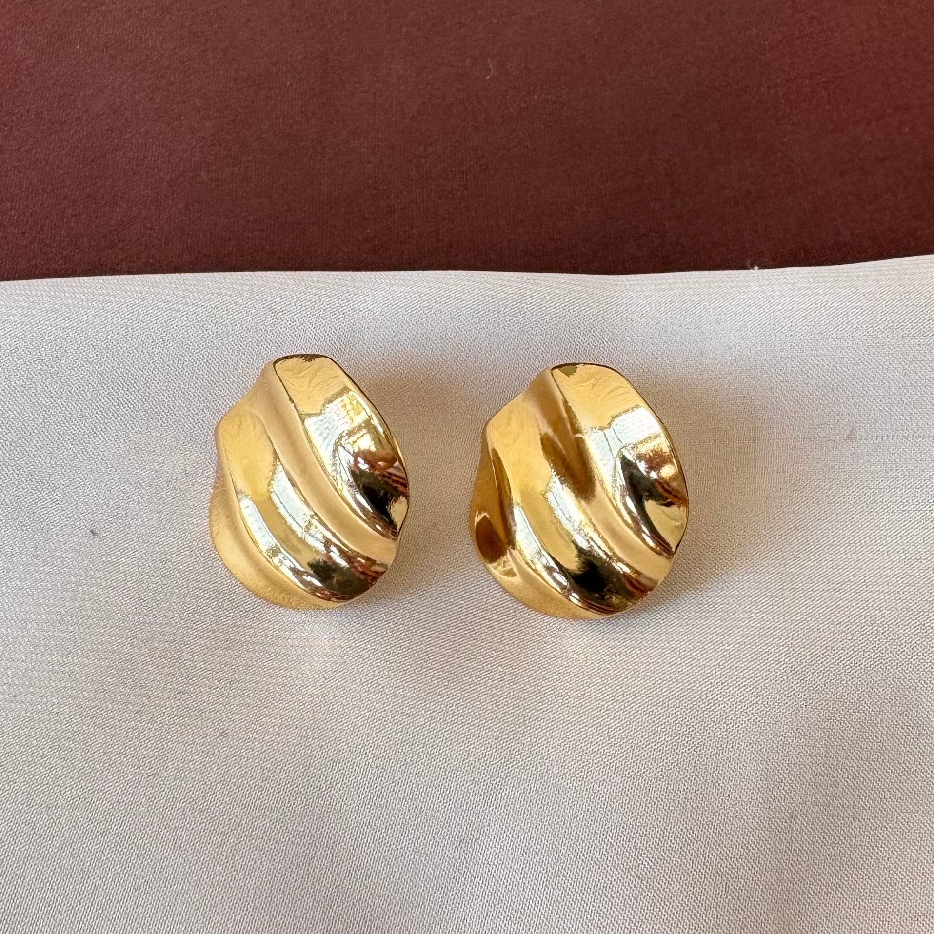 TFC Swirly Gold Plated Stud Earrings
