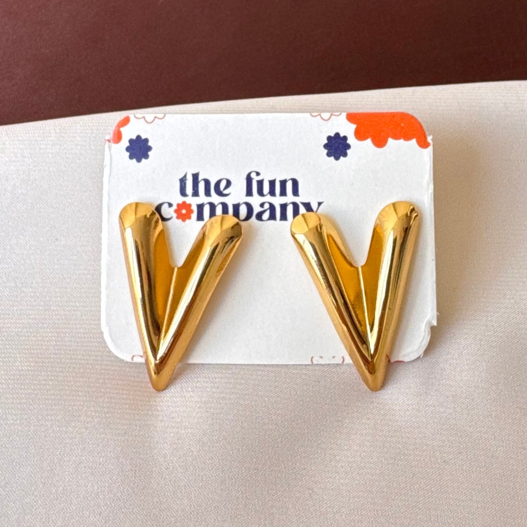 TFC Sharp Heart Gold Plated Stud Earrings