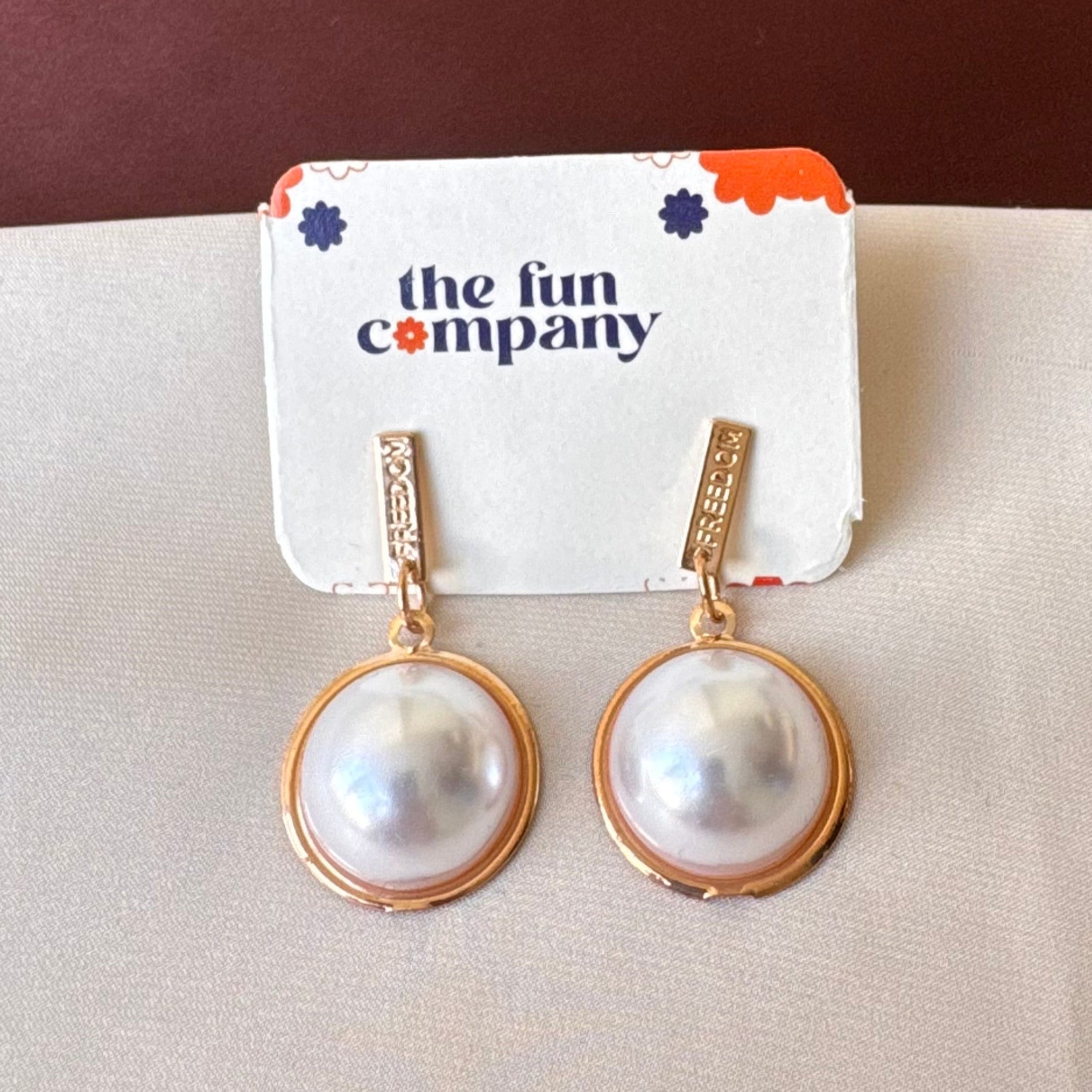 TFC Line Pearl Gold Plated Dangler Earrings