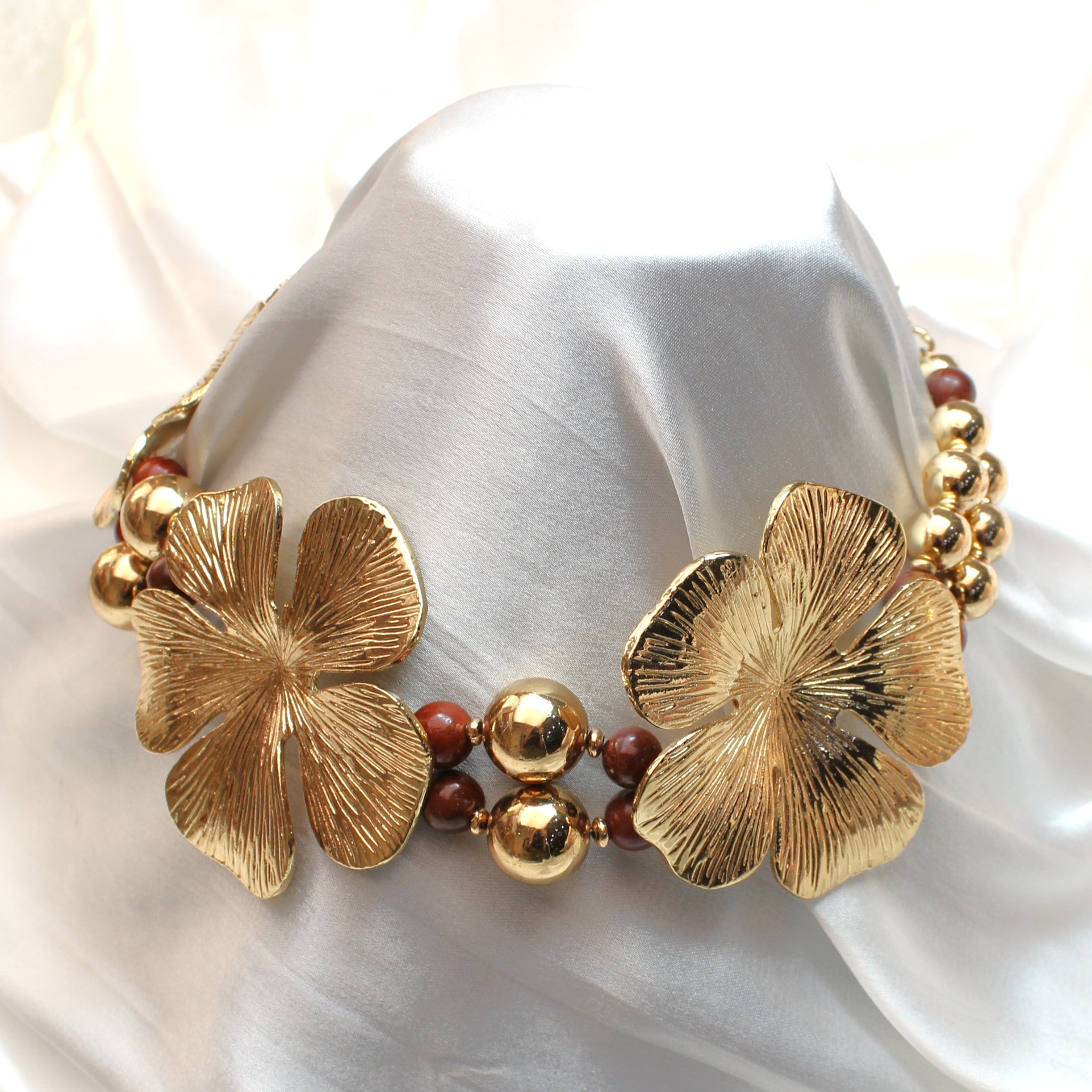TFC Big Floral Gold Plated Choker Necklace