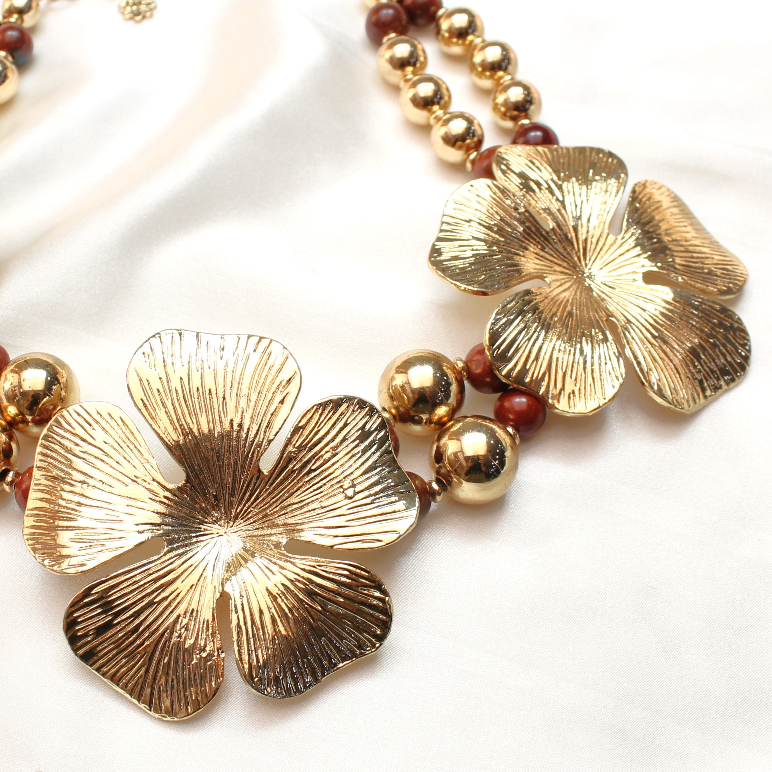 TFC Big Floral Gold Plated Choker Necklace