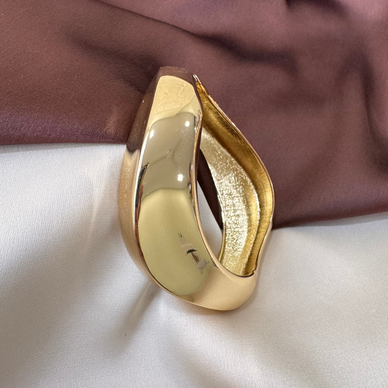 TFC Size 2.6 Slant Side Gold Plated Bracelet Bangle