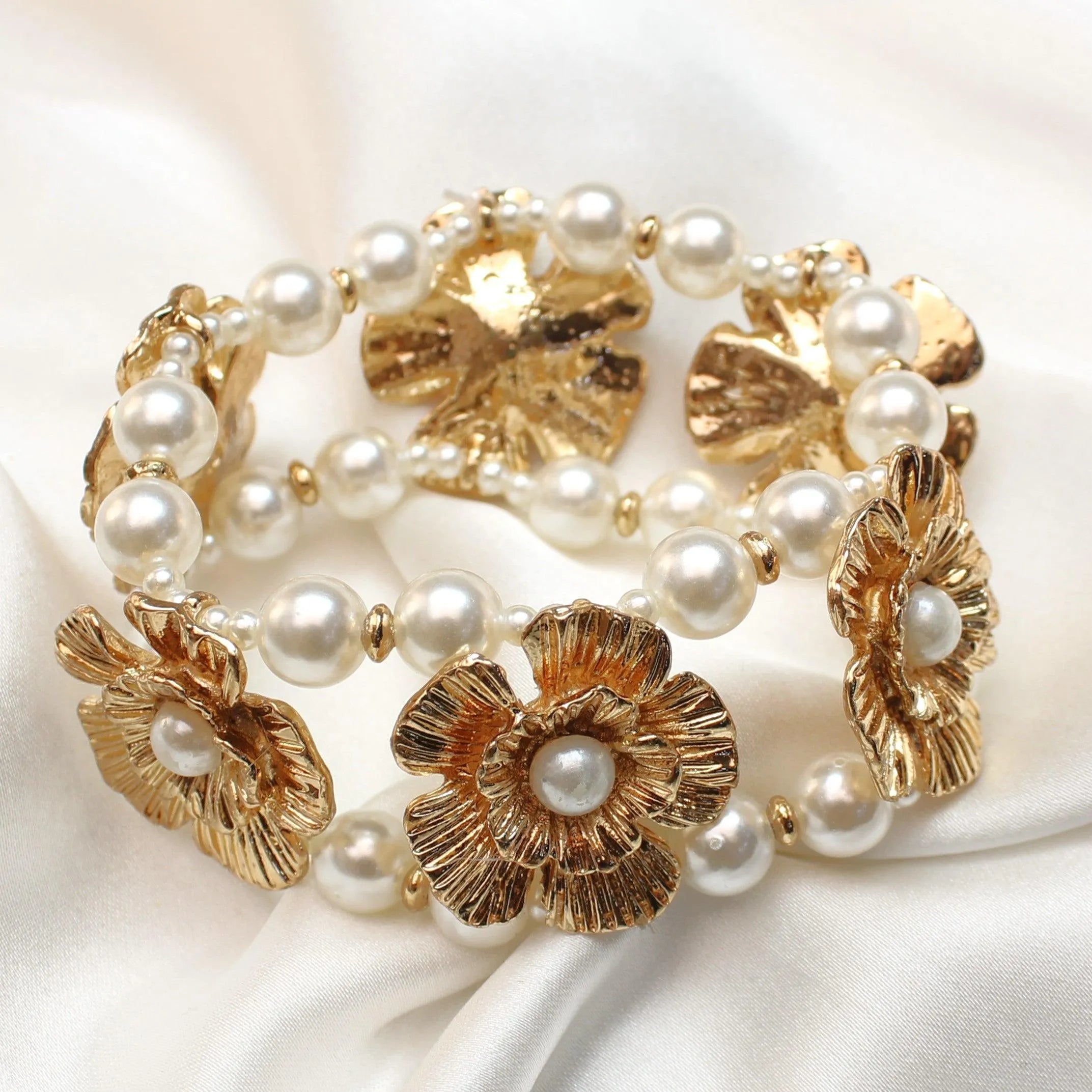 TFC Pearly Bloom Essence Gold Plated Adjustable Bracelet