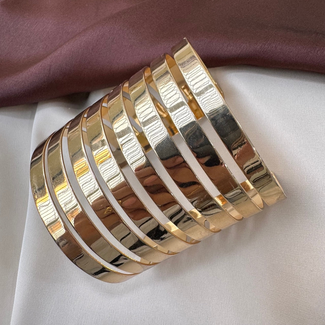 TFC Adjustable Straight Line Gold Plated Cuff Bracelet