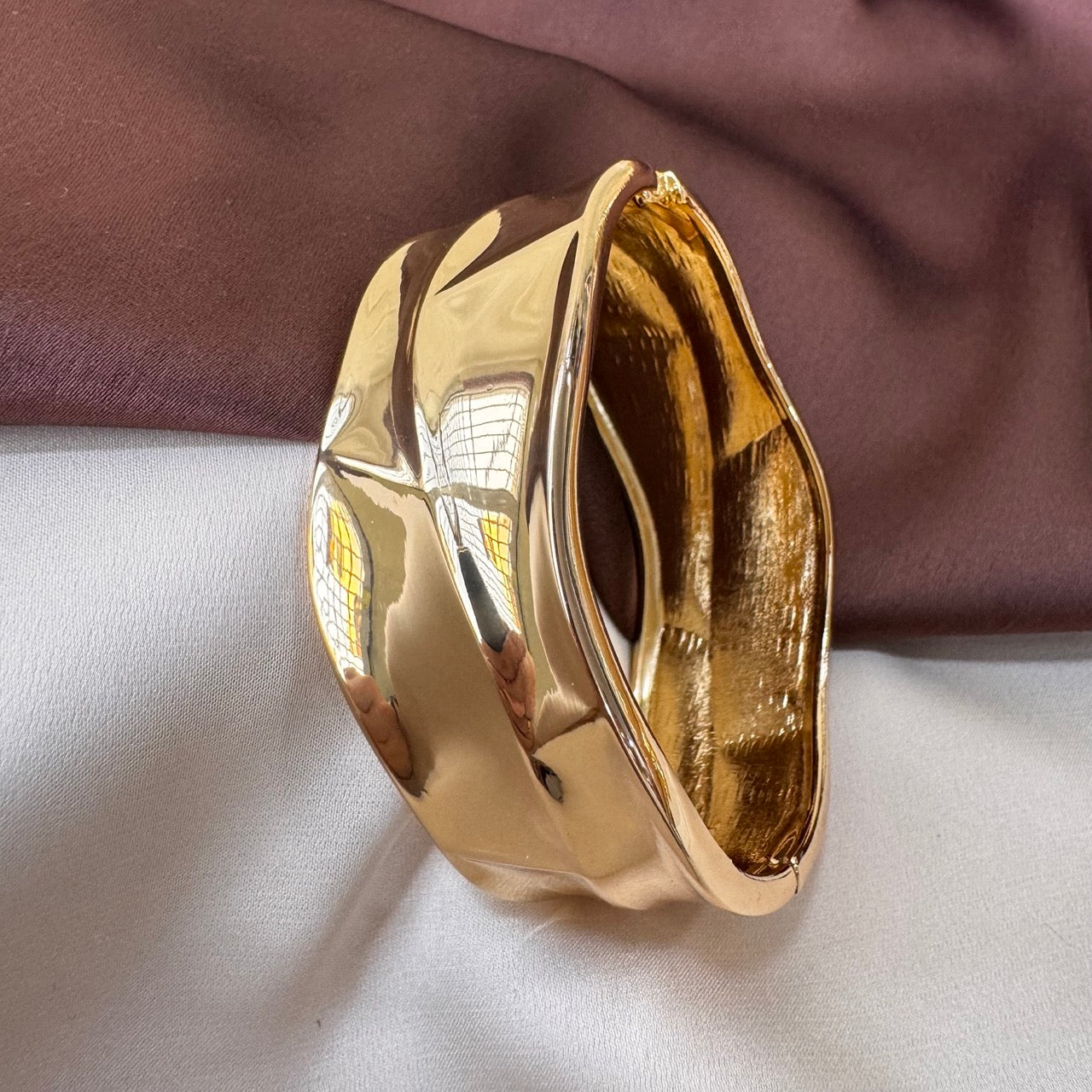 TFC Size 2.6 Strike Wave Gold Plated Bracelet Bangle