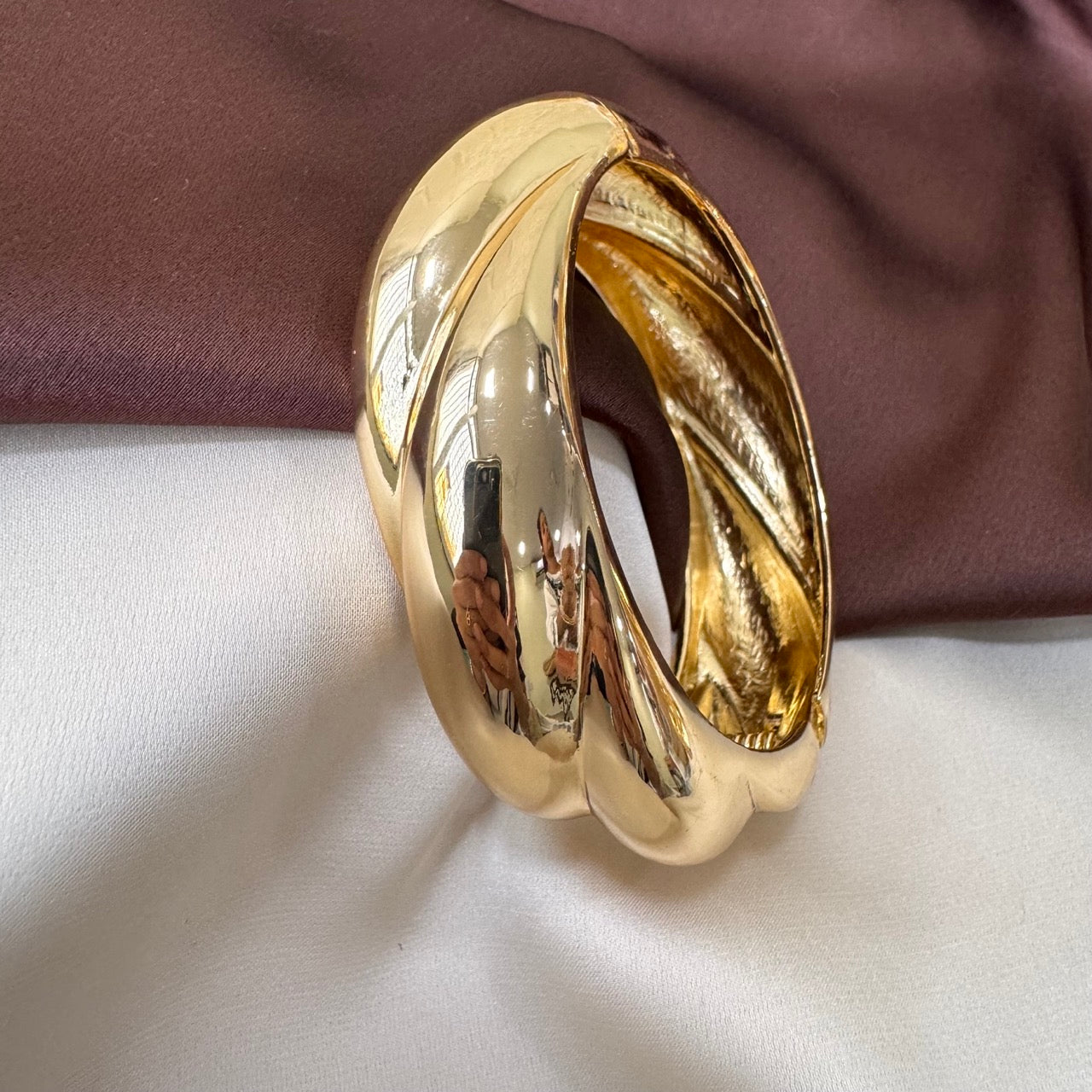 TFC Size 2.6 Regal Swirl Gold Plated Bracelet Bangle