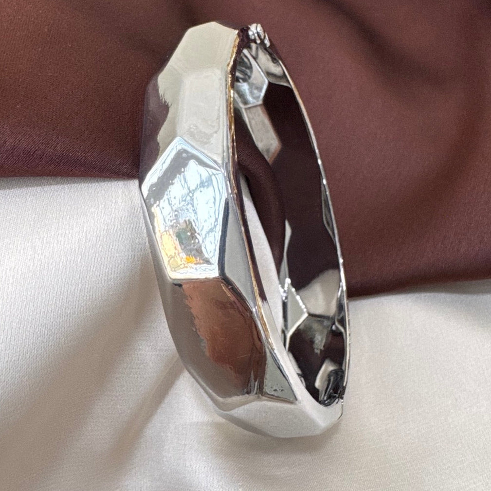 TFC Size 2.6 Hexa Cut Silver Plated Bracelet Bangle