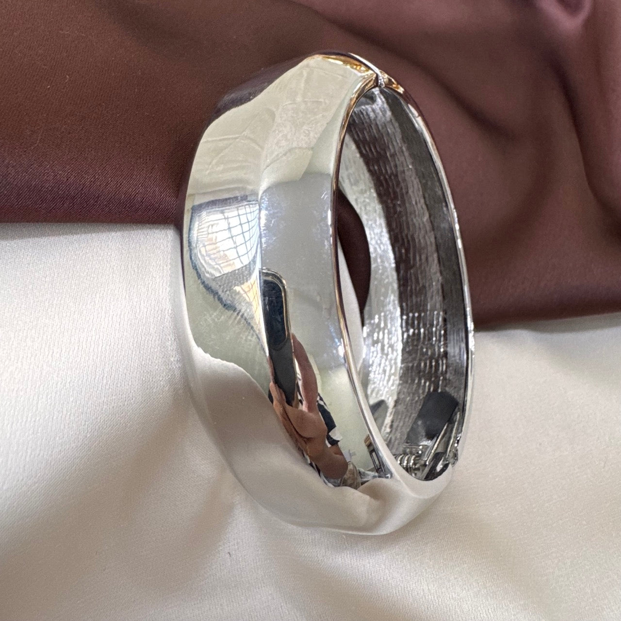 TFC Size 2.6 Dual Lines Silver Plated Bracelet Bangle
