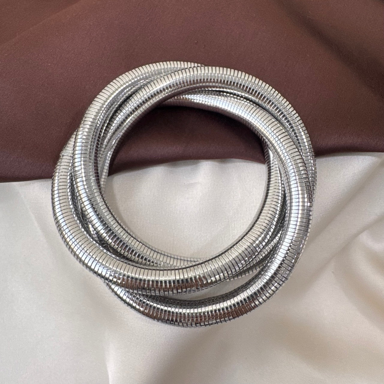 TFC Size 2.6 Twisted Silver Plated Bracelet Bangle