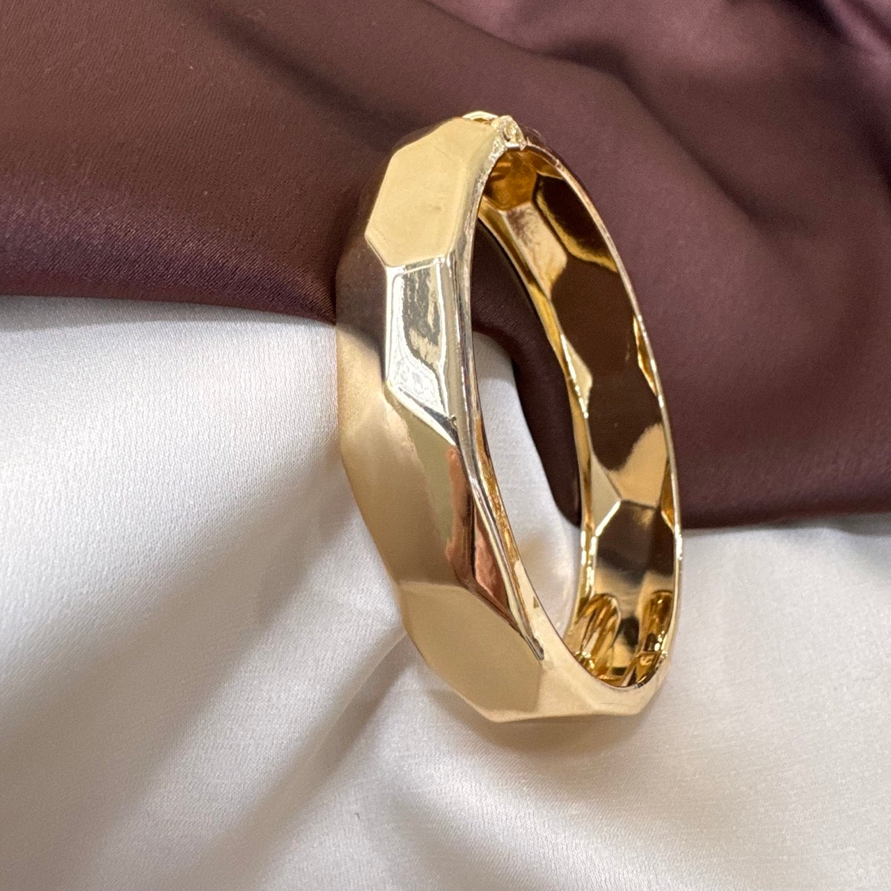 TFC Size 2.6 Hexa Cut Gold Plated Bracelet Bangle