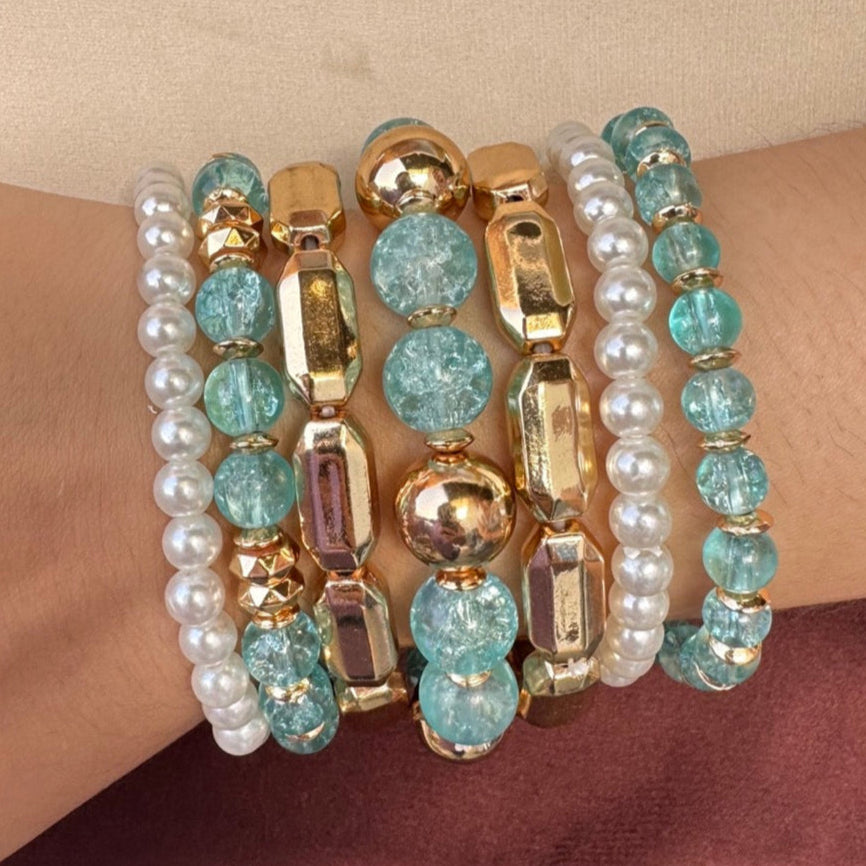 TFC Sky Blue Gold Plated Bracelet (set of 7)