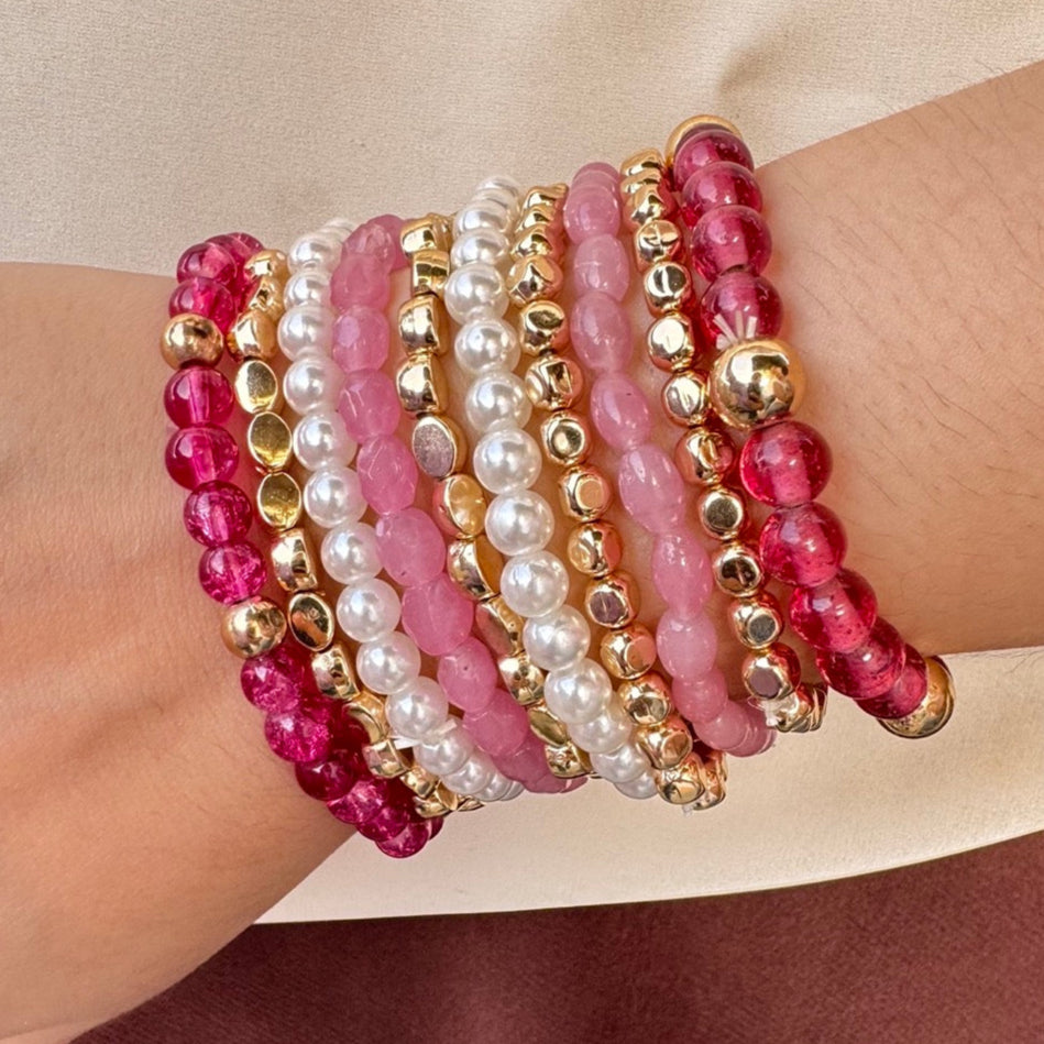 TFC Pinki Pearl  Bead Gold Plated Bracelet (set of 10)