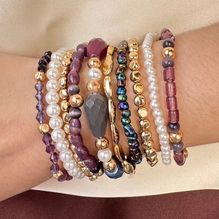 TFC Purple Sky Bead Gold Plated Bracelet (set of 10)