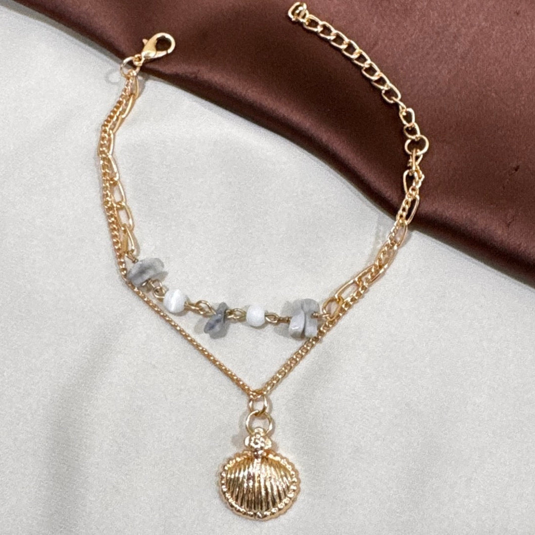 TFC Shell Bead Charm Gold Plated Bracelet