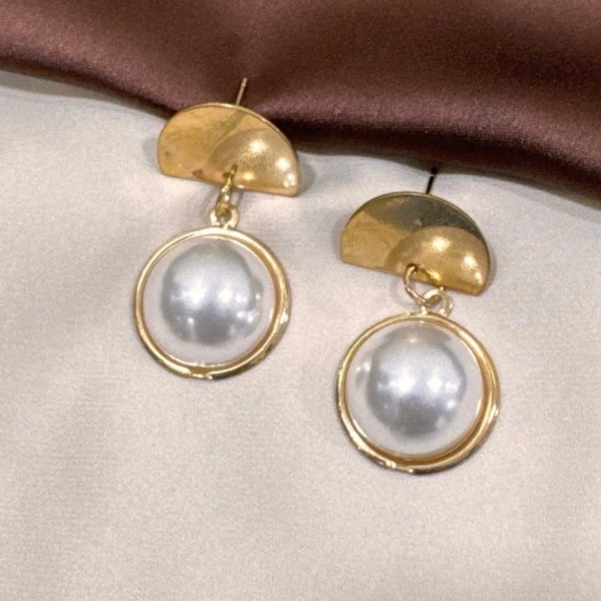 TFC Umbrella Pearl Gold Plated Dangler Earrings