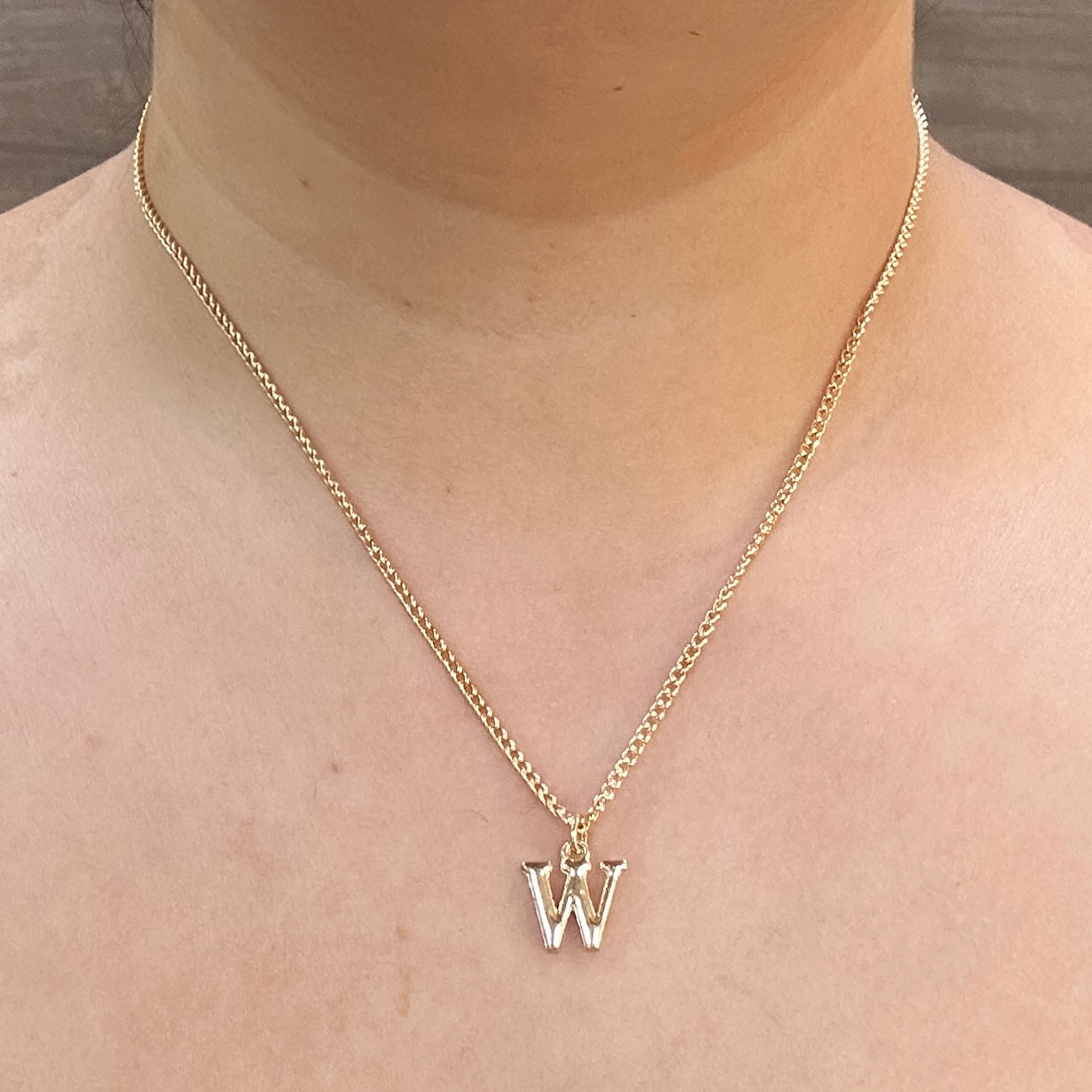 TFC Small Letter W - Gold Plated Pendant Necklace