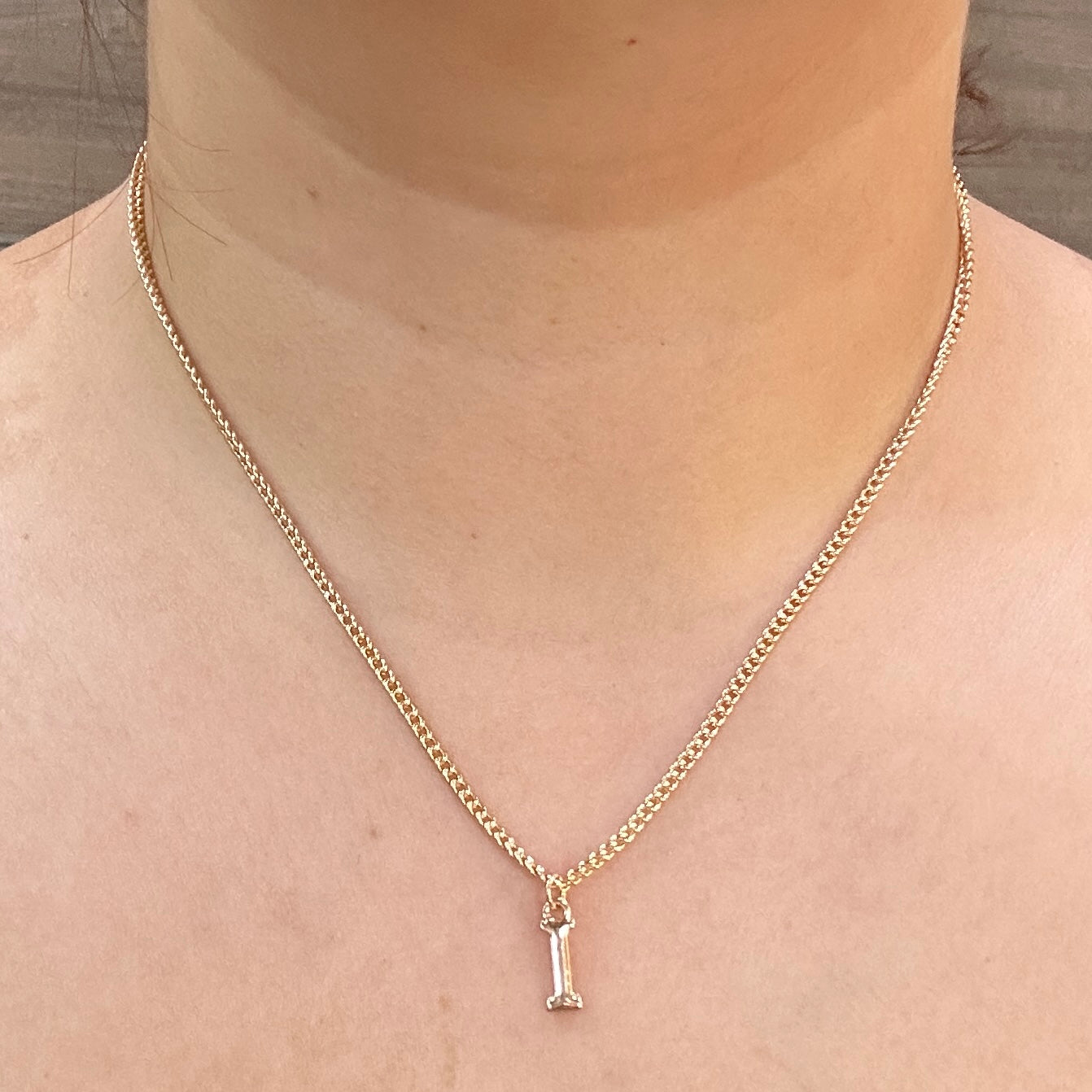 TFC Small Letter I - Gold Plated Pendant Necklace