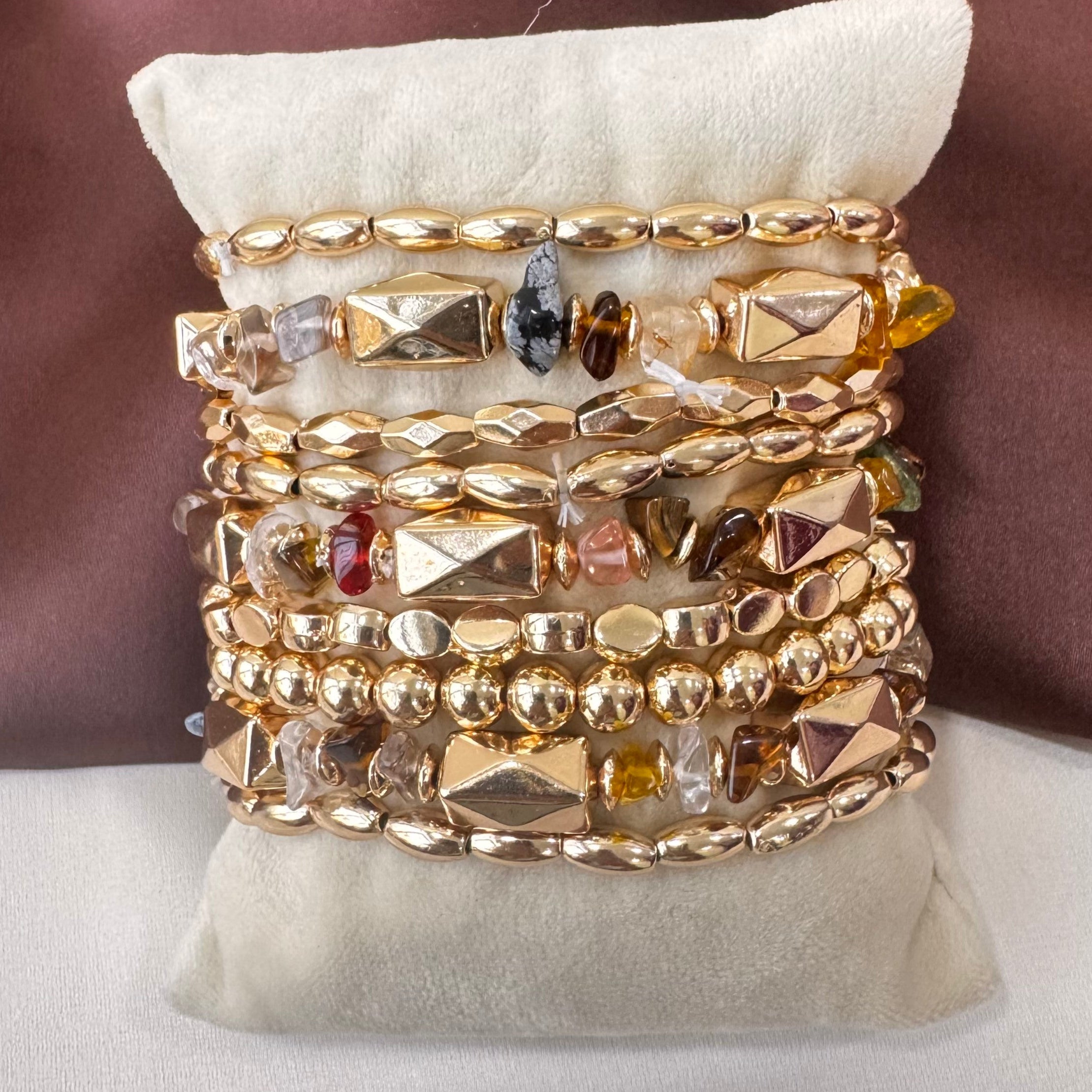 TFC Brick Uncut Gold Plated Bracelet (set of 9)
