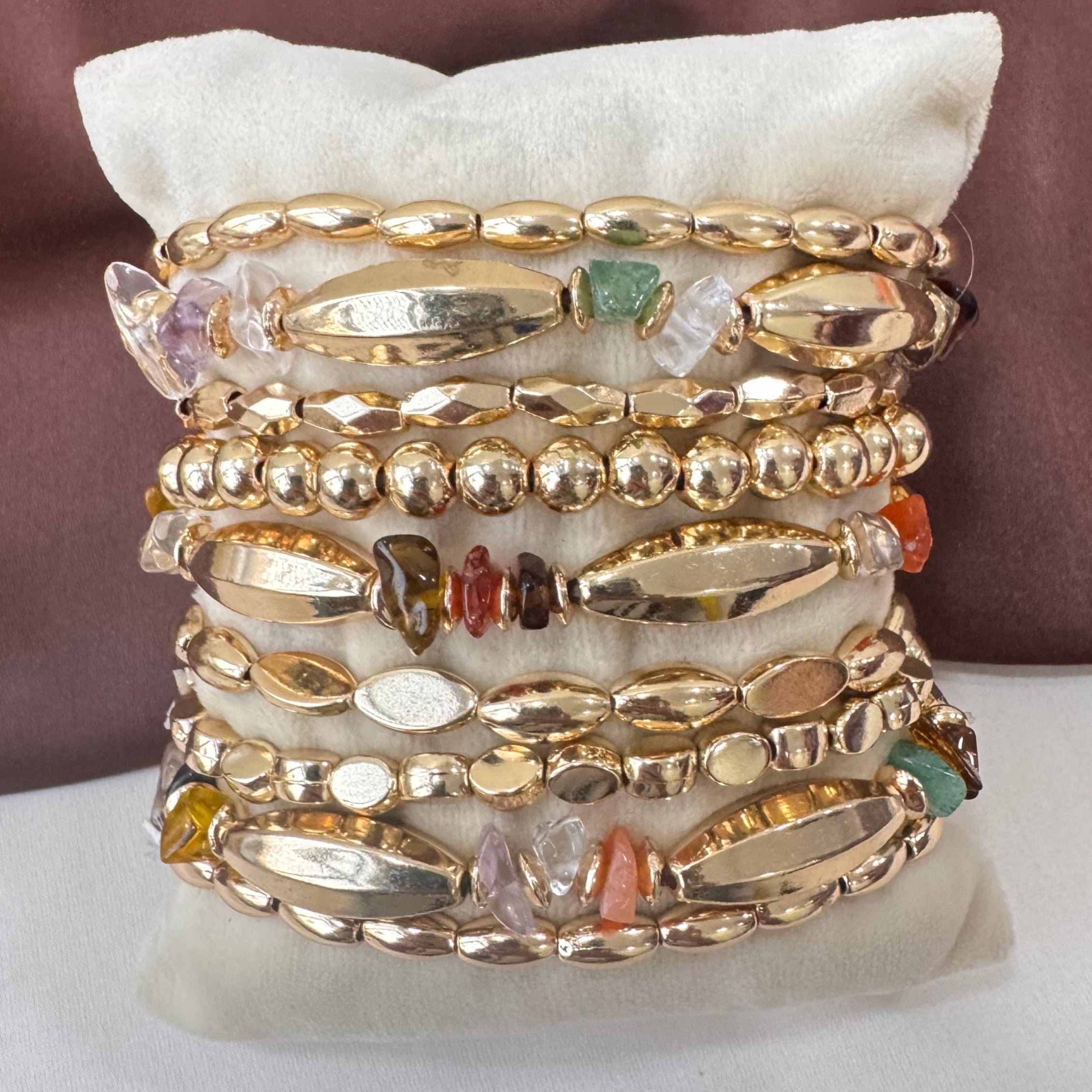 TFC Cylinderical Uncut Gold Plated Bracelet (set of 9)