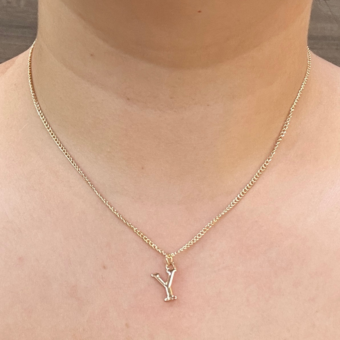 TFC Small Letter Y - Gold Plated Pendant Necklace