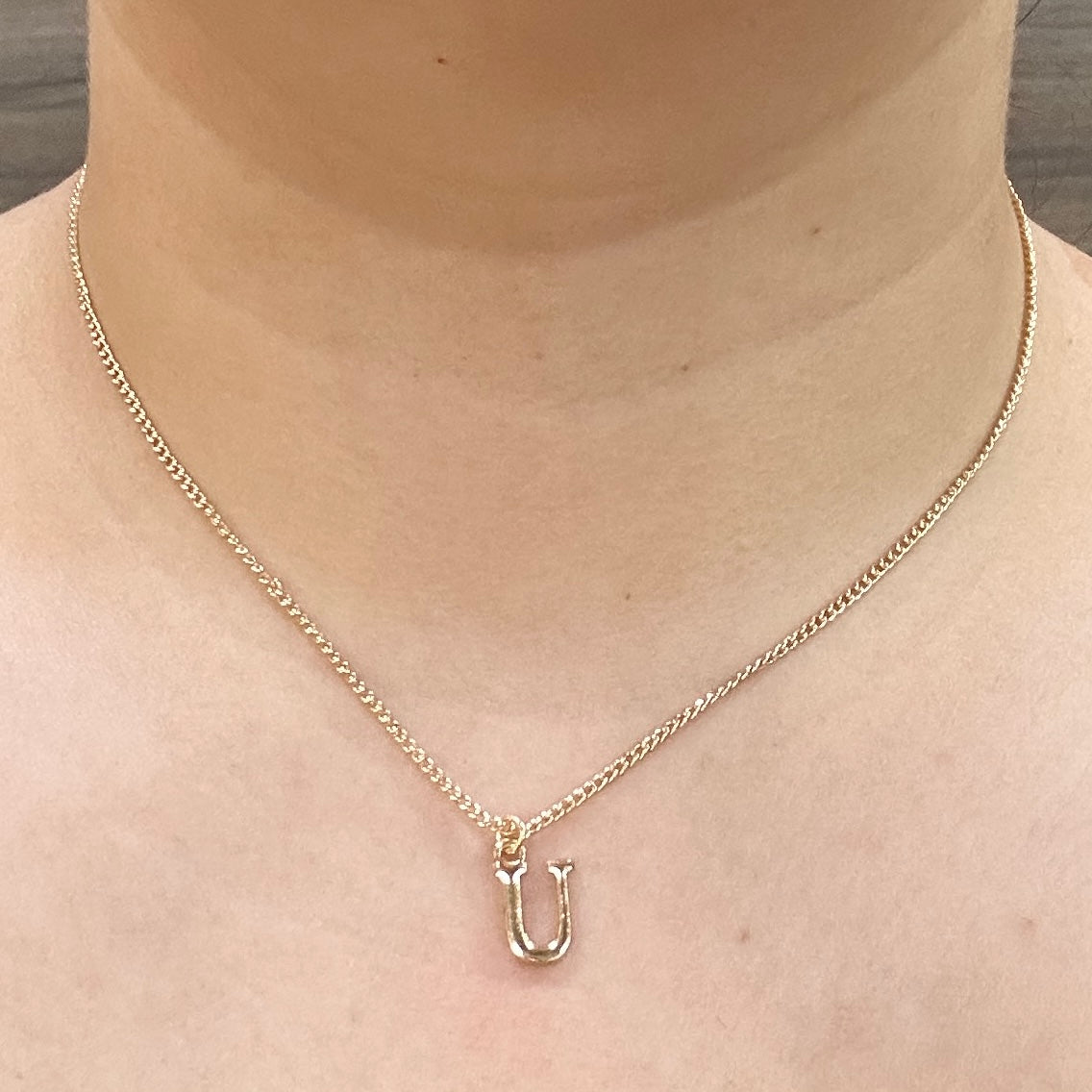 TFC Small Letter U - Gold Plated Pendant Necklace