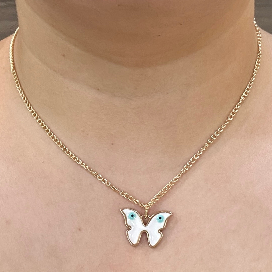 TFC Evil Eye Butterfly Gold Plated Necklace