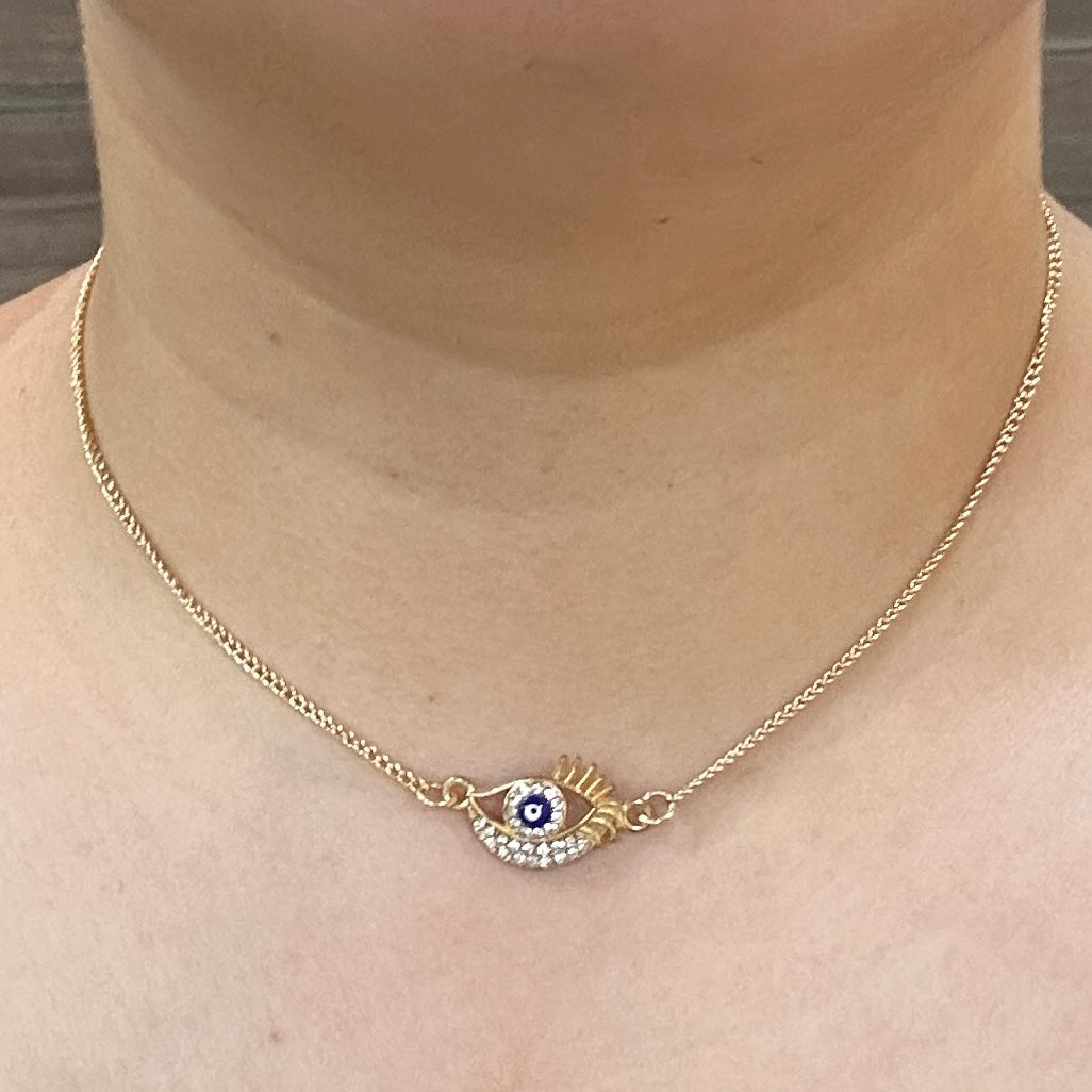 TFC Evil Eyelashes Gold Plated Necklace