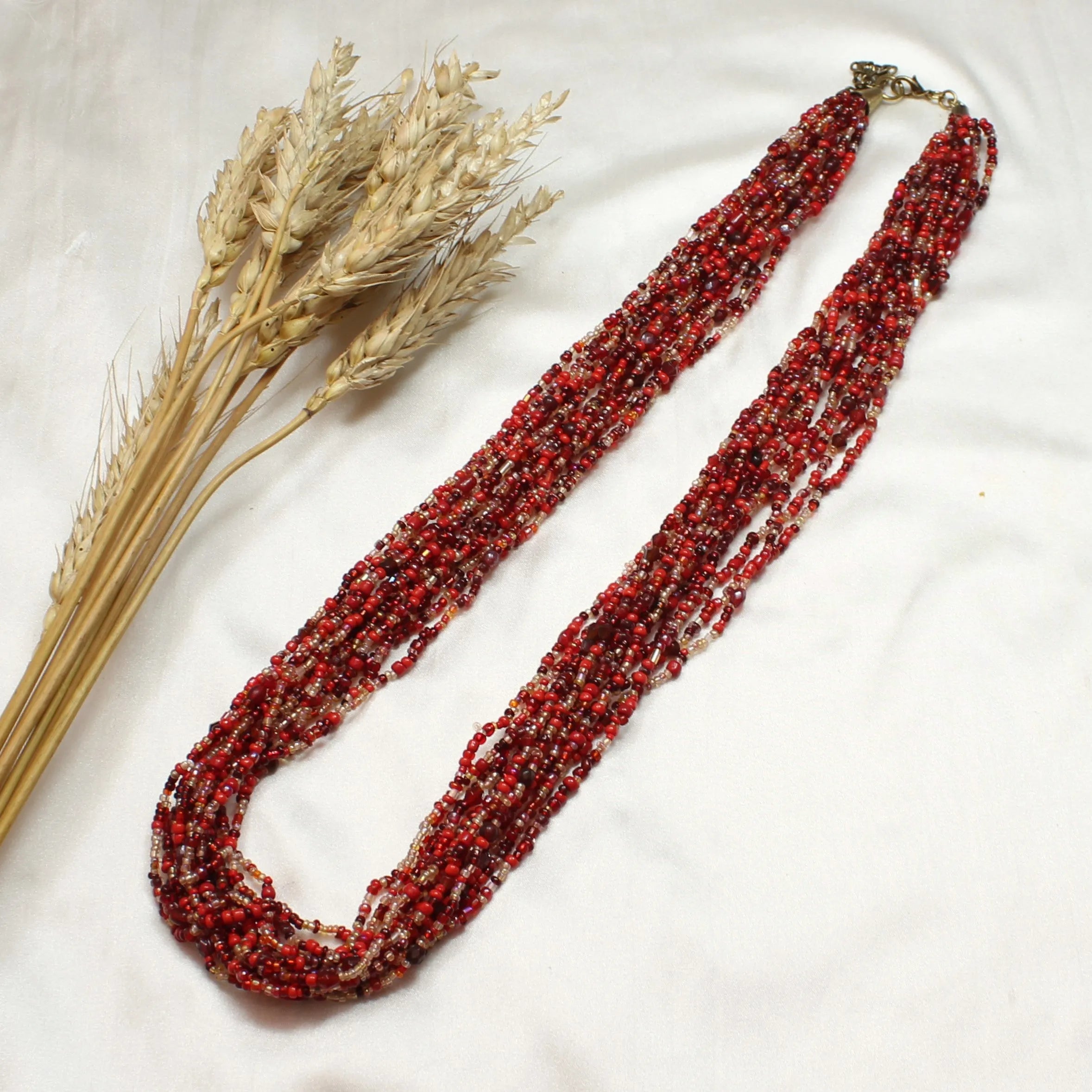 TFC Assorted Reds Multi Layered Long Beaded Necklace