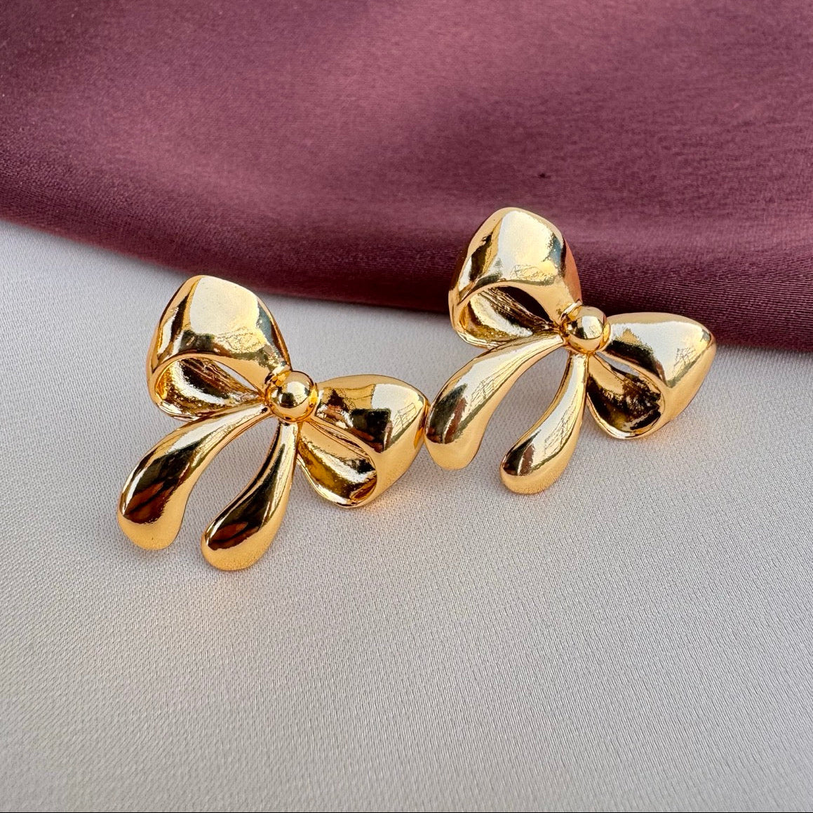 TFC Bow Glamour Gold Plated Stud Earrings