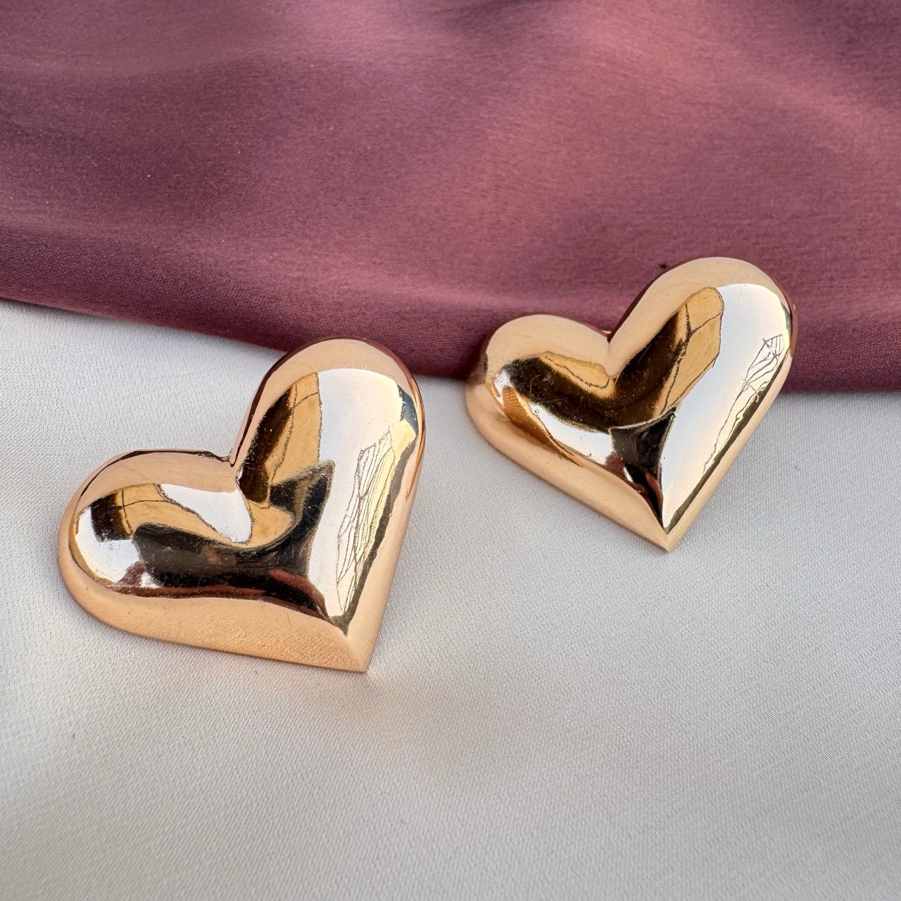 TFC Full Heart Gold Plated Stud Earrings