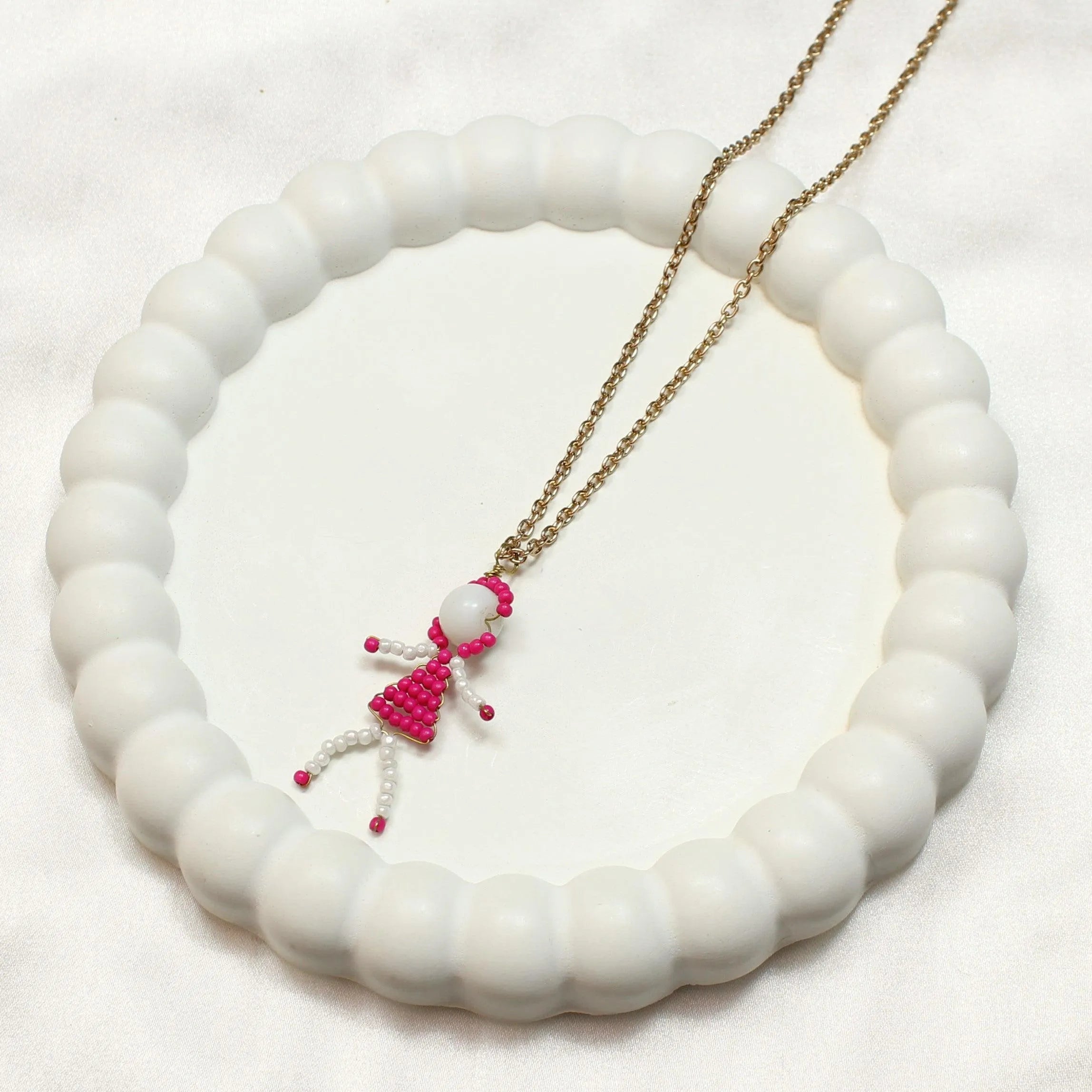 TFC Pastel Pink Doll Gold Plated Pendant Necklace