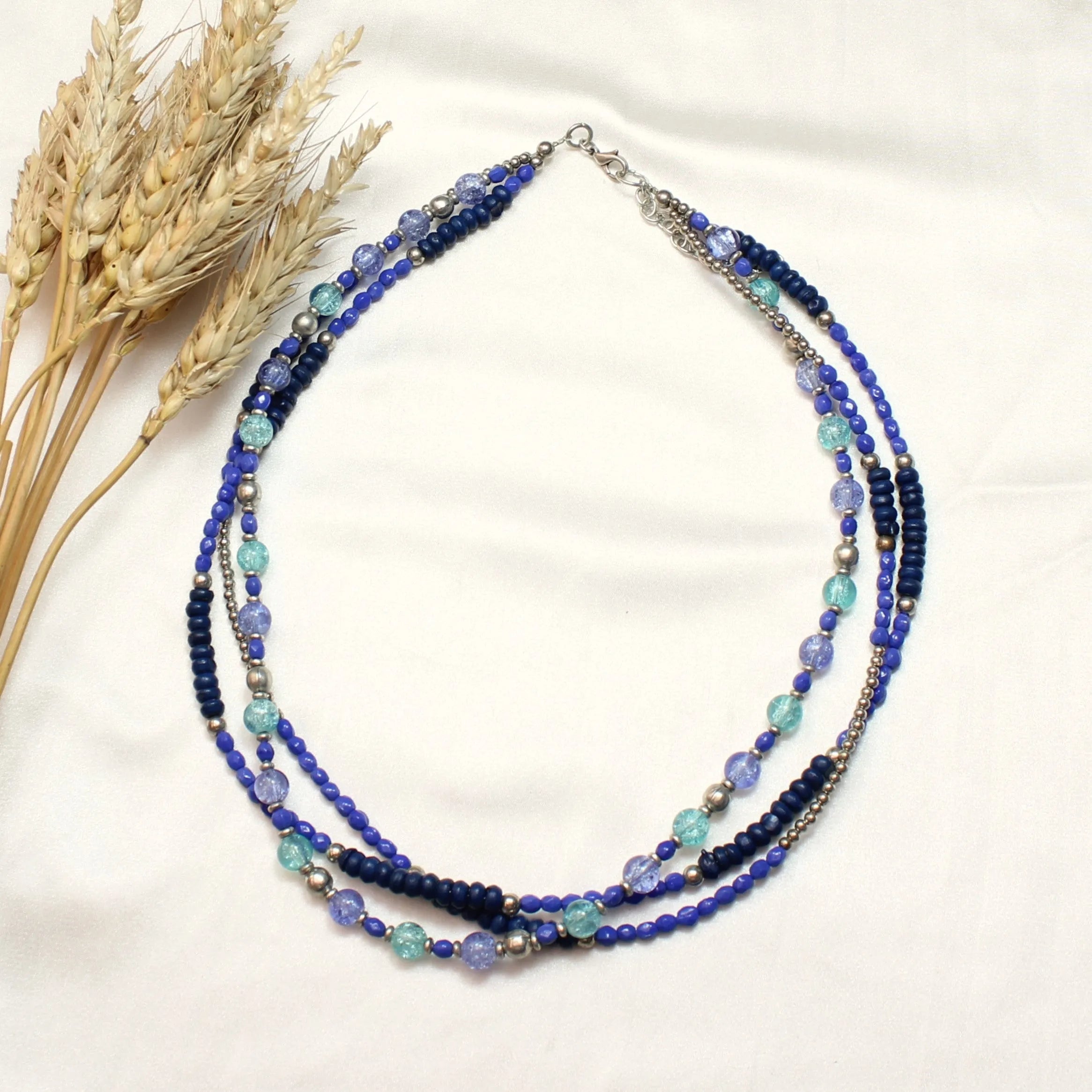 TFC Sea Blue Beads Layered Necklace