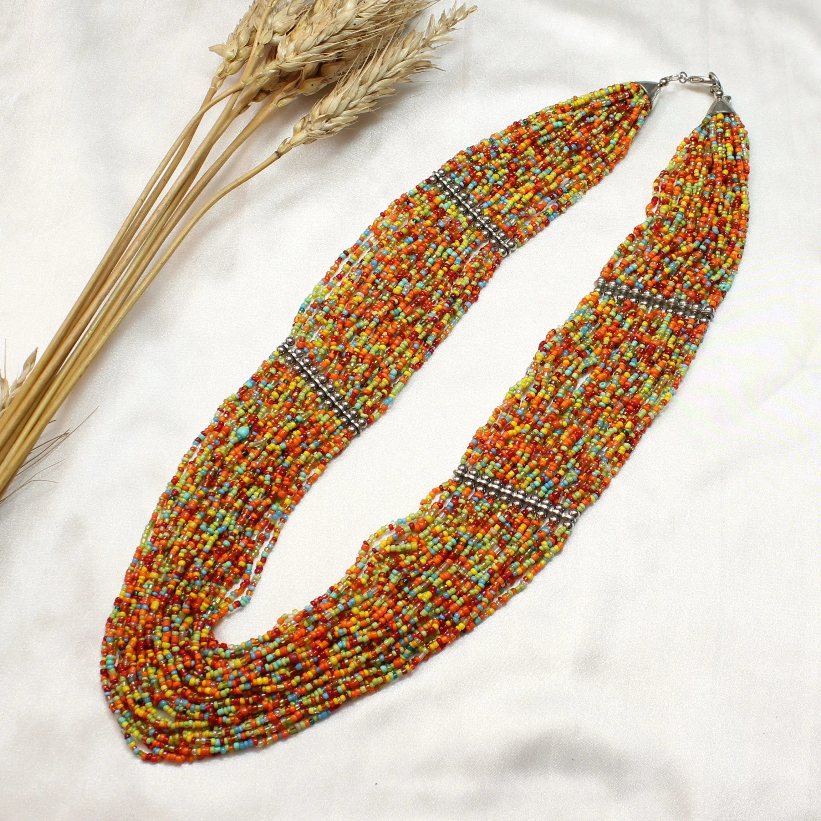 TFC Multicolor Vintage Long Beaded Necklace