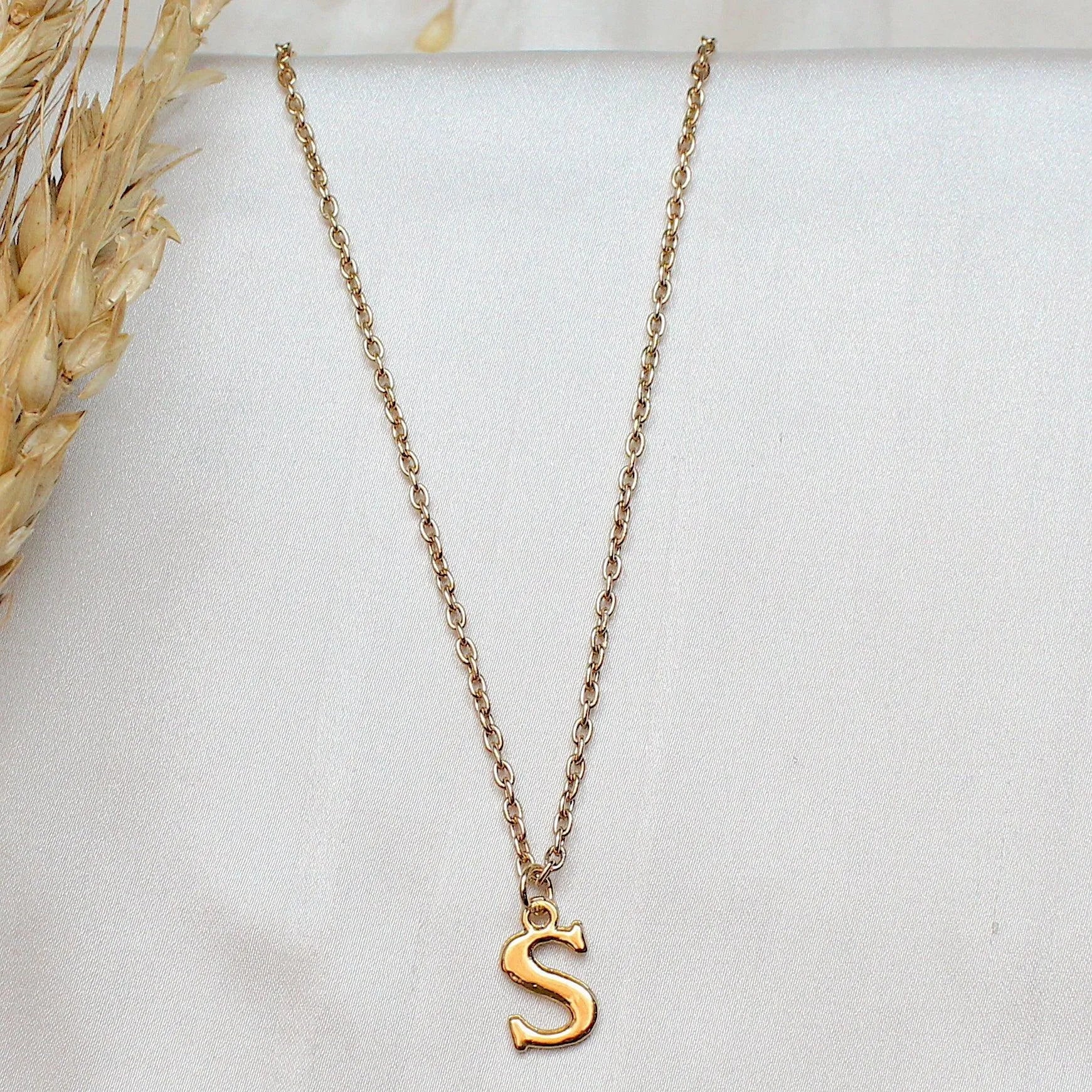 TFC Small Letter S - Gold Plated Pendant Necklace