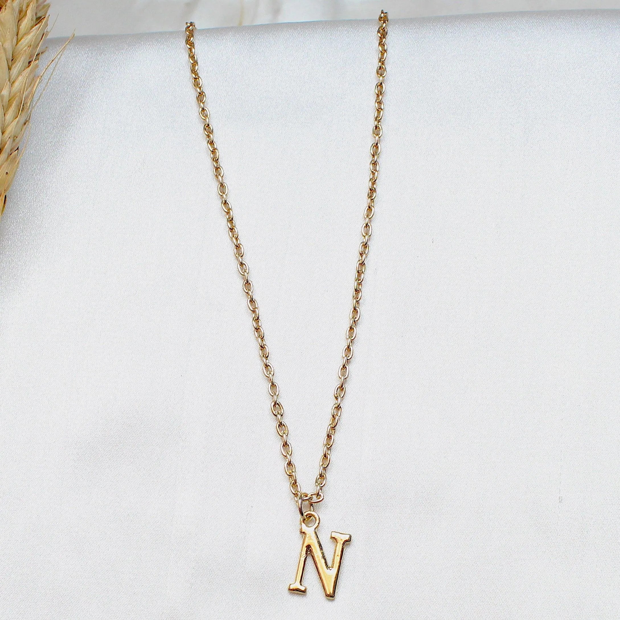 TFC Small Letter N - Gold Plated Pendant Necklace