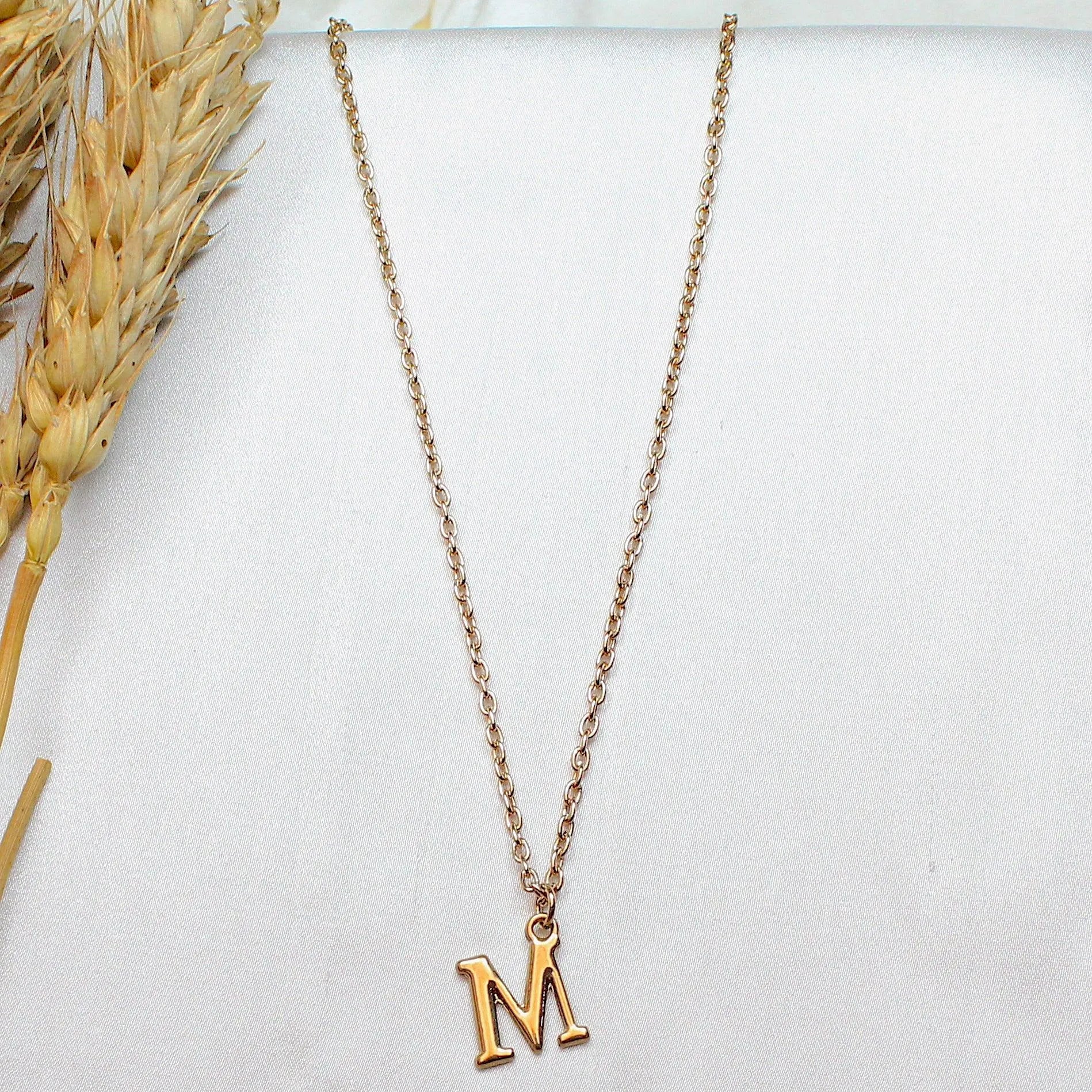 TFC Small Letter M - Gold Plated Pendant Necklace