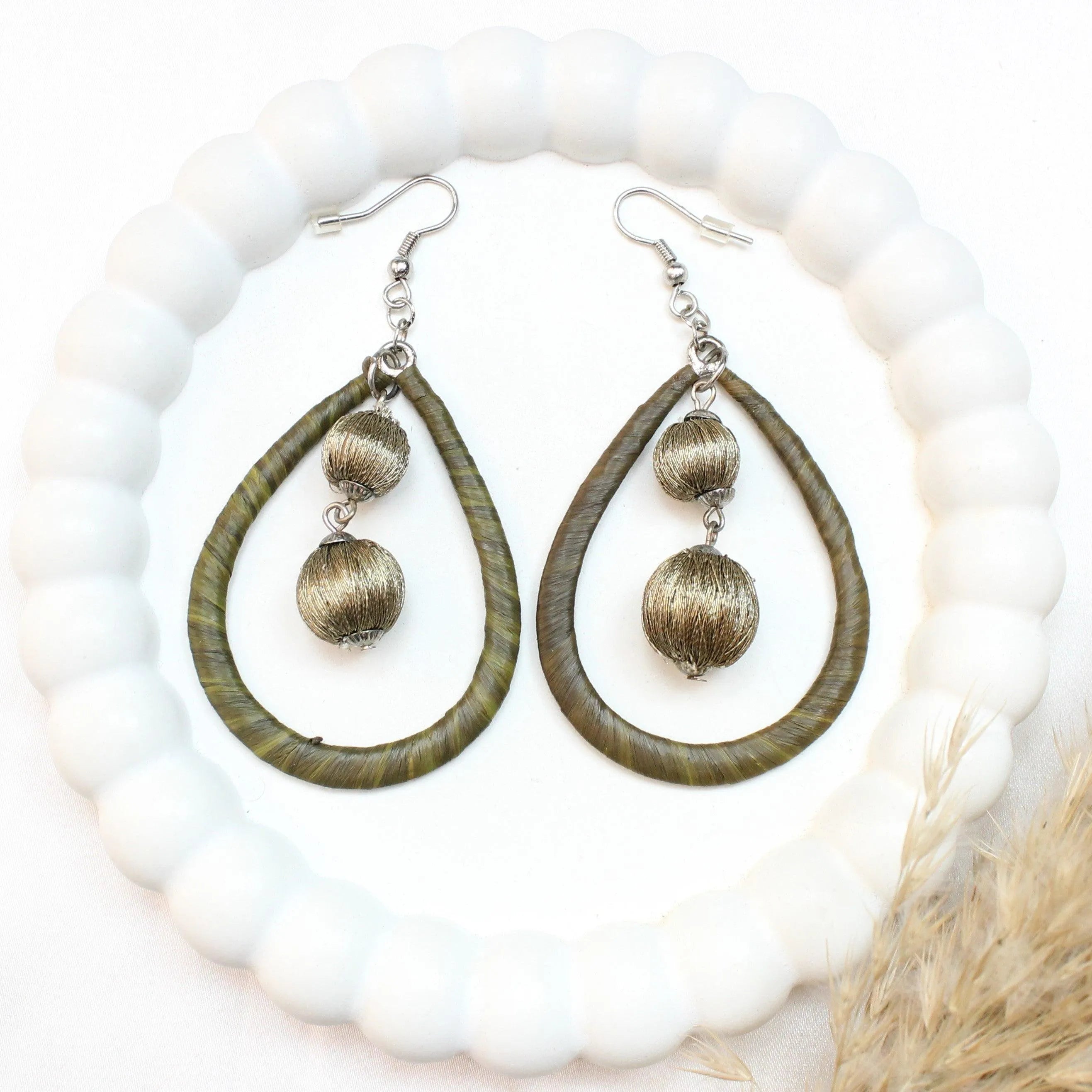 TFC Wrapped Thread Silver Plated Dangler Earrings