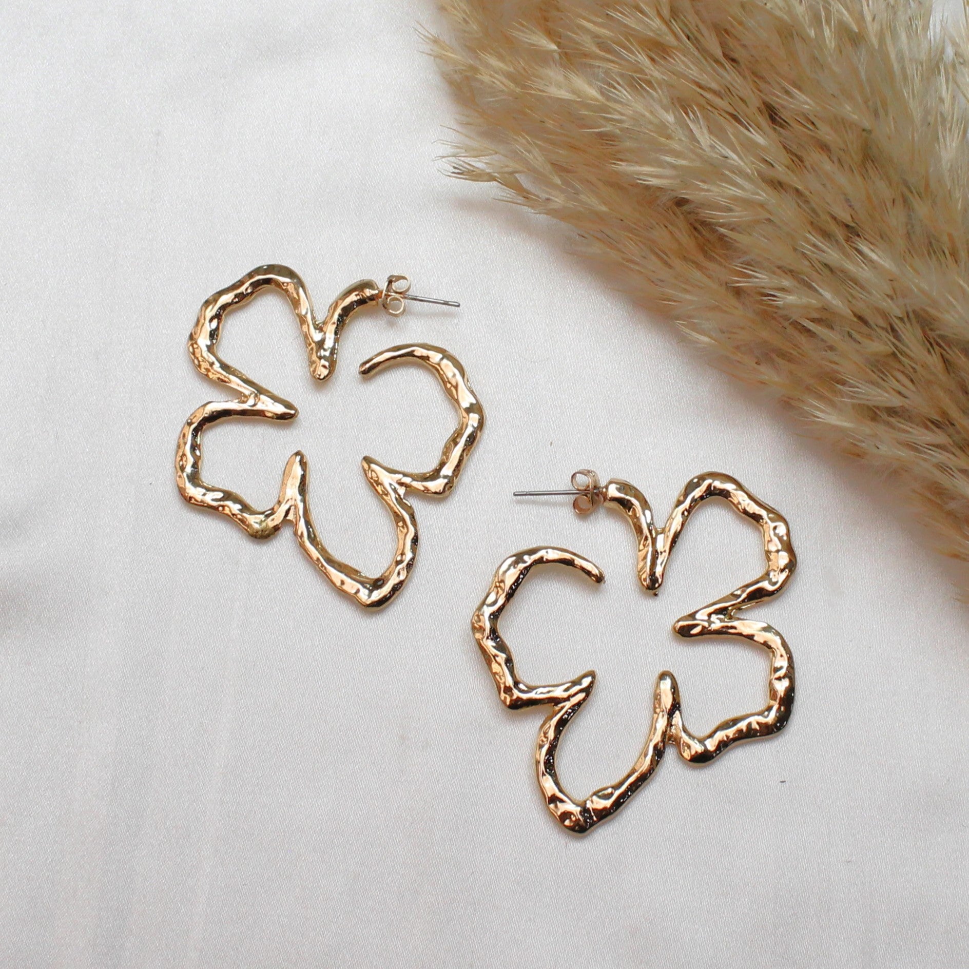 TFC Flower Gold Plated Hoop Earrings
